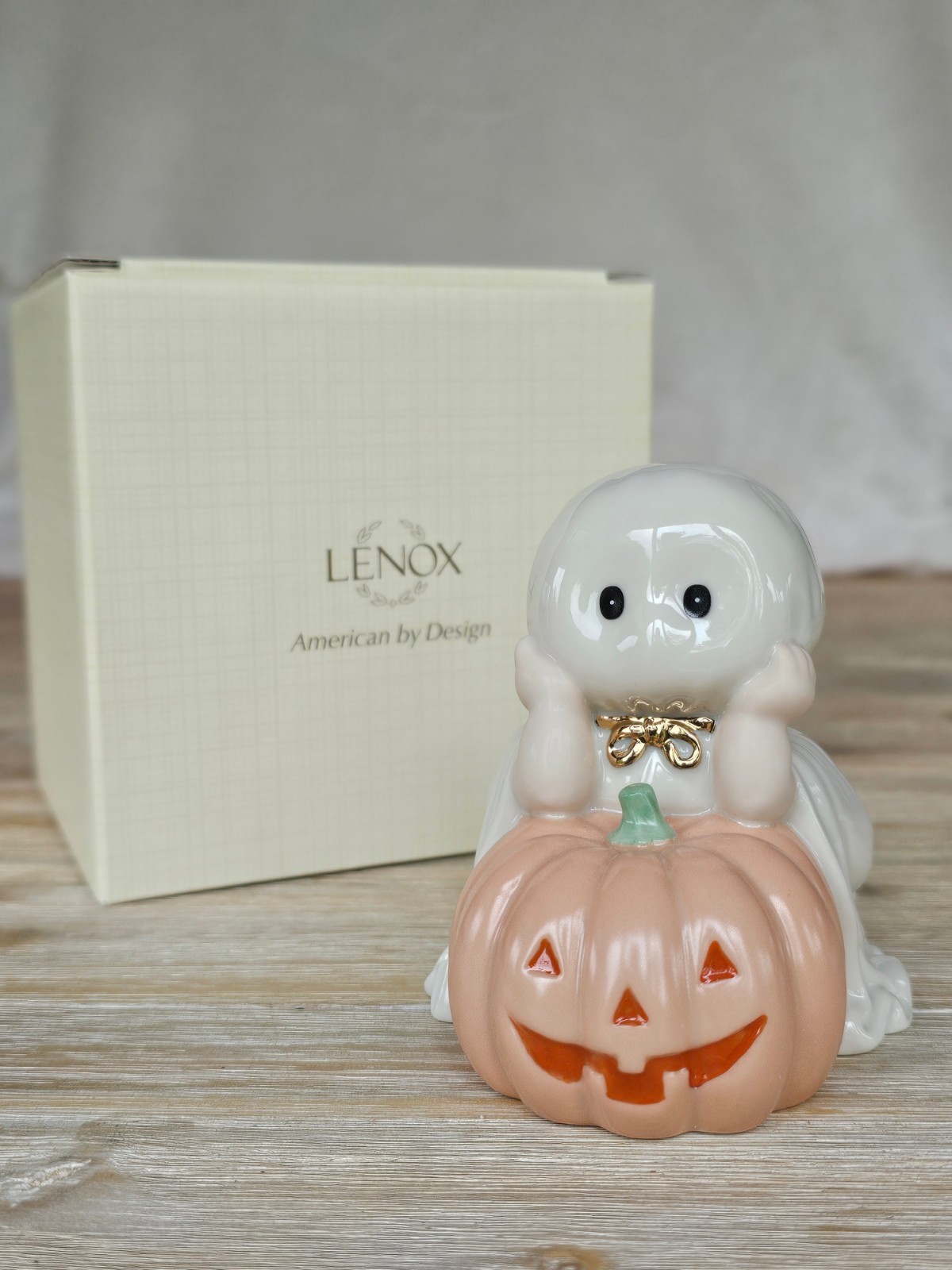 Lenox Bashful Ghost Figurine #826423 Halloween Porcelain Decor Pumpkin Lenox Bashful Ghost Figurine #826423 Halloween Porcelain Decor Pumpkin