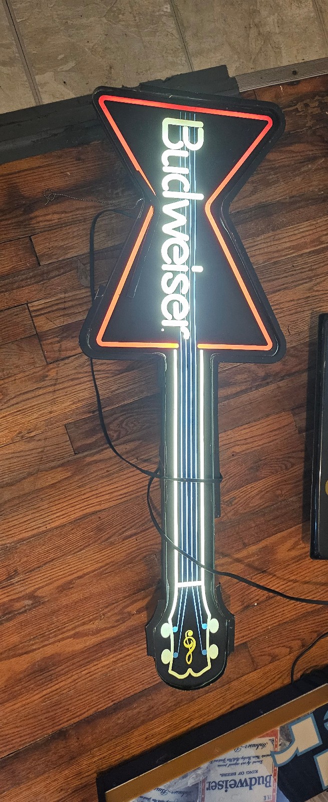 Vintage Budweiser Guitar Neon Light Up Sign Anheuser Busch Bar Beer 1980s 1990 Vintage Budweiser Guitar Neon Light Up Sign Anheuser Busch Bar Beer 1980s 1990