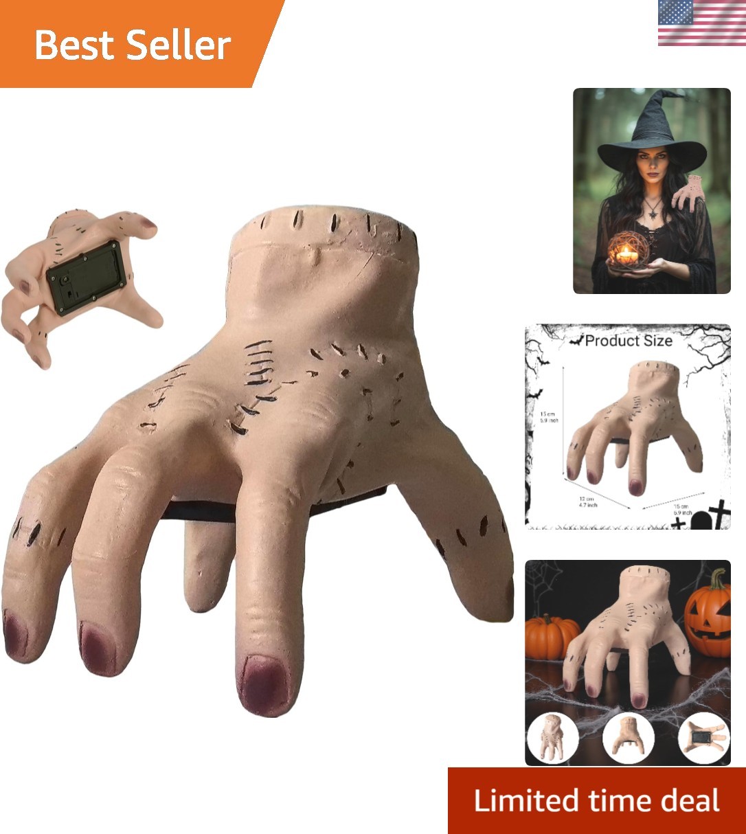Unique Oversized Electric Hand Prop with Sound - Ideal for Family Halloween Fun