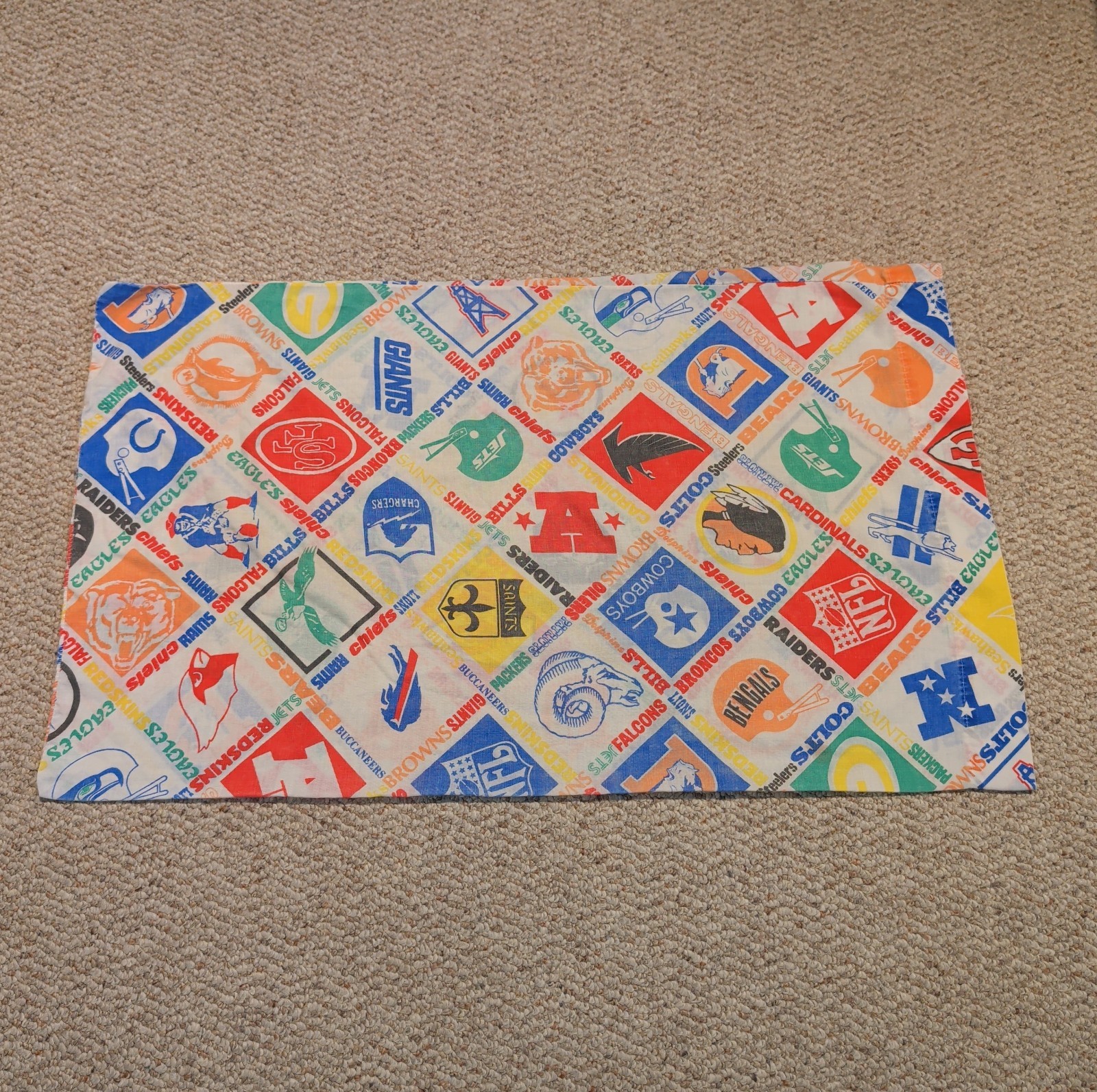 Vintage 1970s Sears NFL 50 Yard Line Perma Prest Muslin Standard Pillow Case