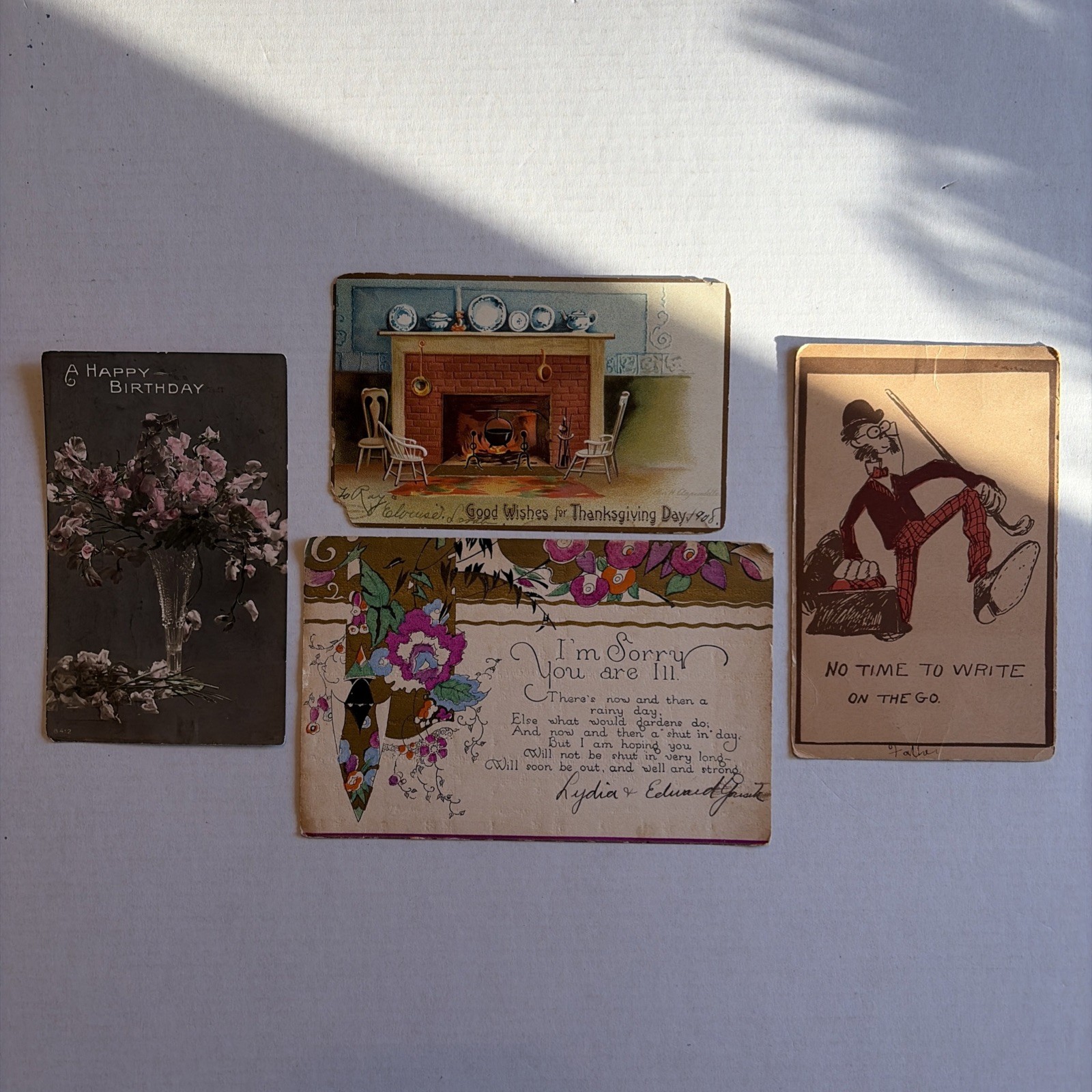 Lot of 4 Antique Postcards Cards Holiday Birthday 1906 1907 1908 Lot of 4 Antique Postcards Cards Holiday Birthday 1906 1907 1908