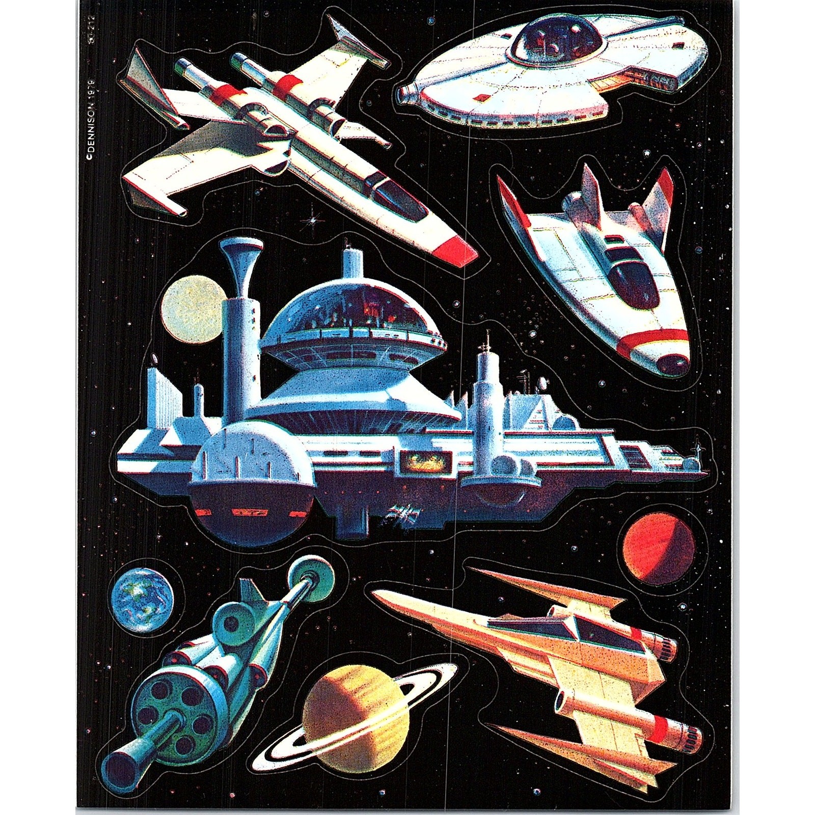 Dennison 1979 Speaceships Planets Outer Space Vintage Sheet of Stickers SH3-6 Dennison 1979 Speaceships Planets Outer Space Vintage Sheet of Stickers SH3-6