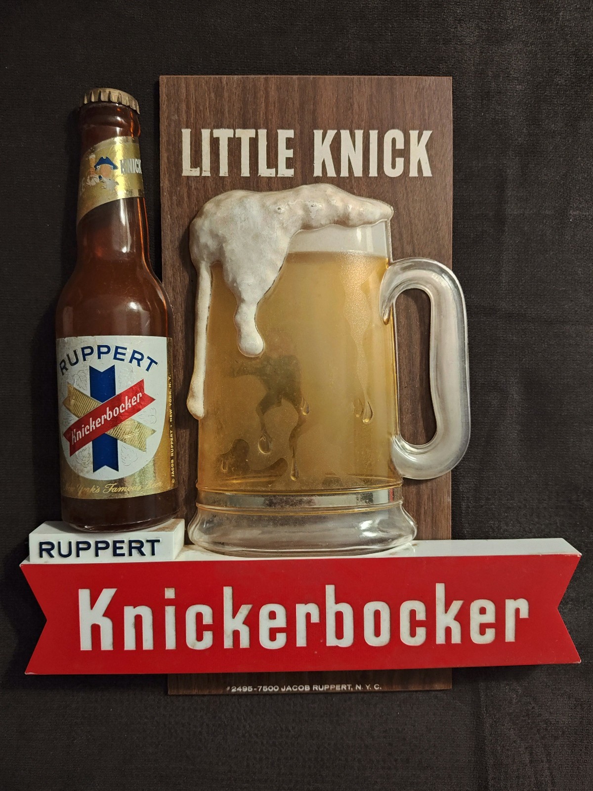 Rare 1950's 3-D Knickerbocker Beer Hanging Bar Sign 12 Rare 1950's 3-D Knickerbocker Beer Hanging Bar Sign 12