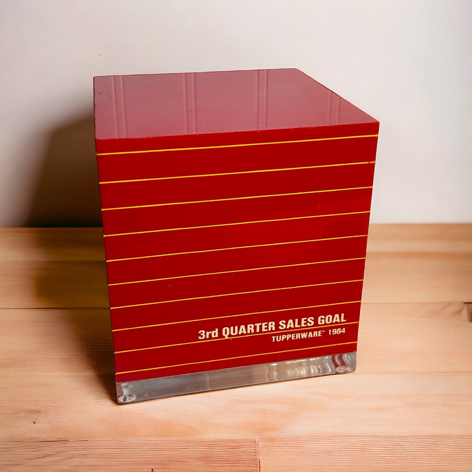Vintage Tupperware Sales Goal Award 3rd Quarter Red Cube