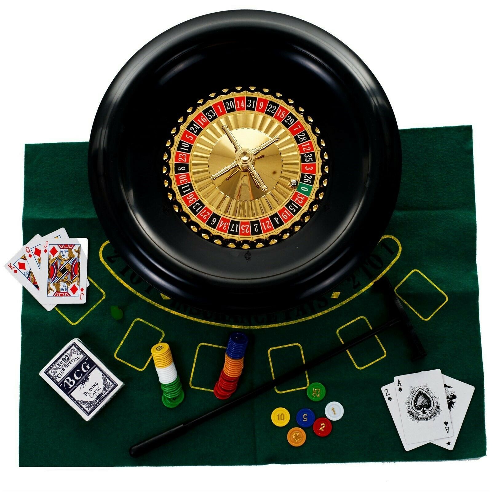 16 inch Deluxe Roulette Set with Accessories Double Sided Felt for Blackjack 16 inch Deluxe Roulette Set with Accessories Double Sided Felt for Blackjack