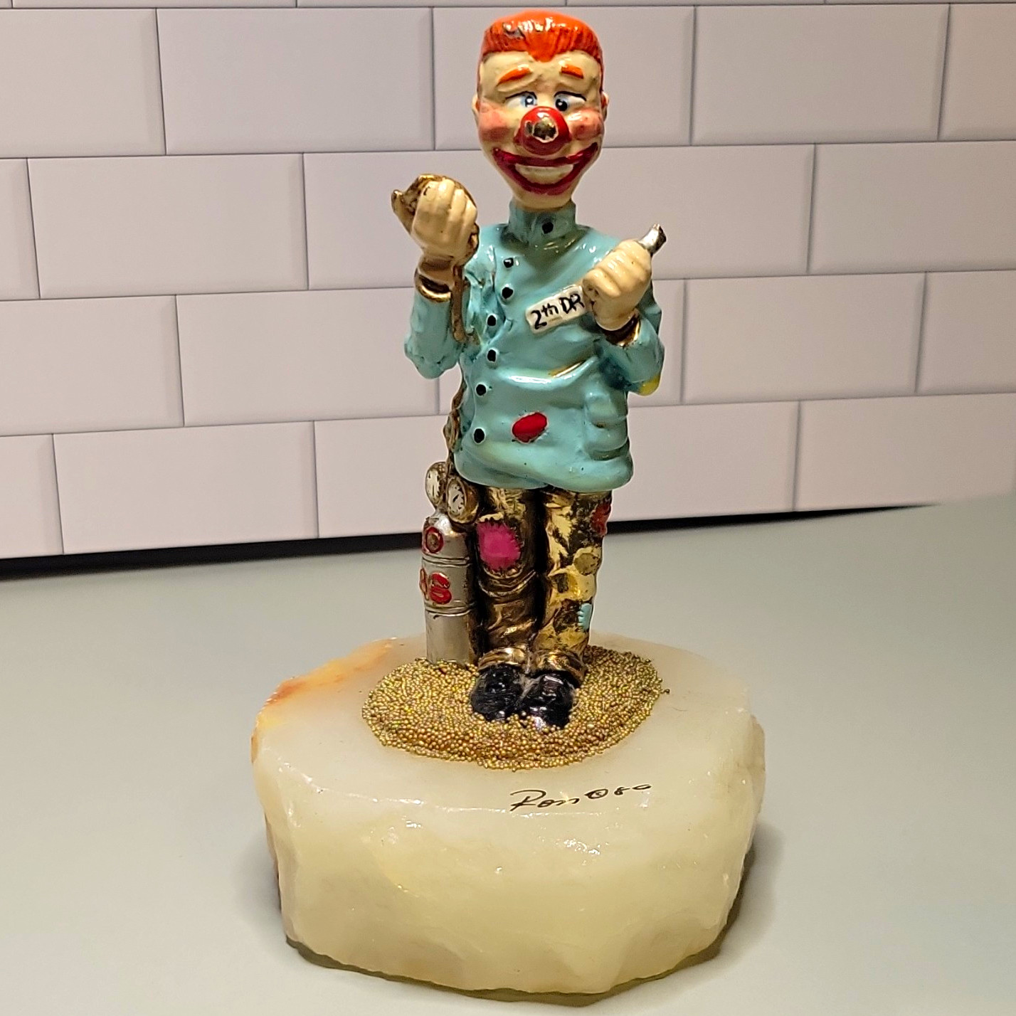 Ron Lee L-175 The Dentist Clown Figurine 1989 Signed 24K Gold Accents Onyx Base Ron Lee L-175 The Dentist Clown Figurine 1989 Signed 24K Gold Accents Onyx Base