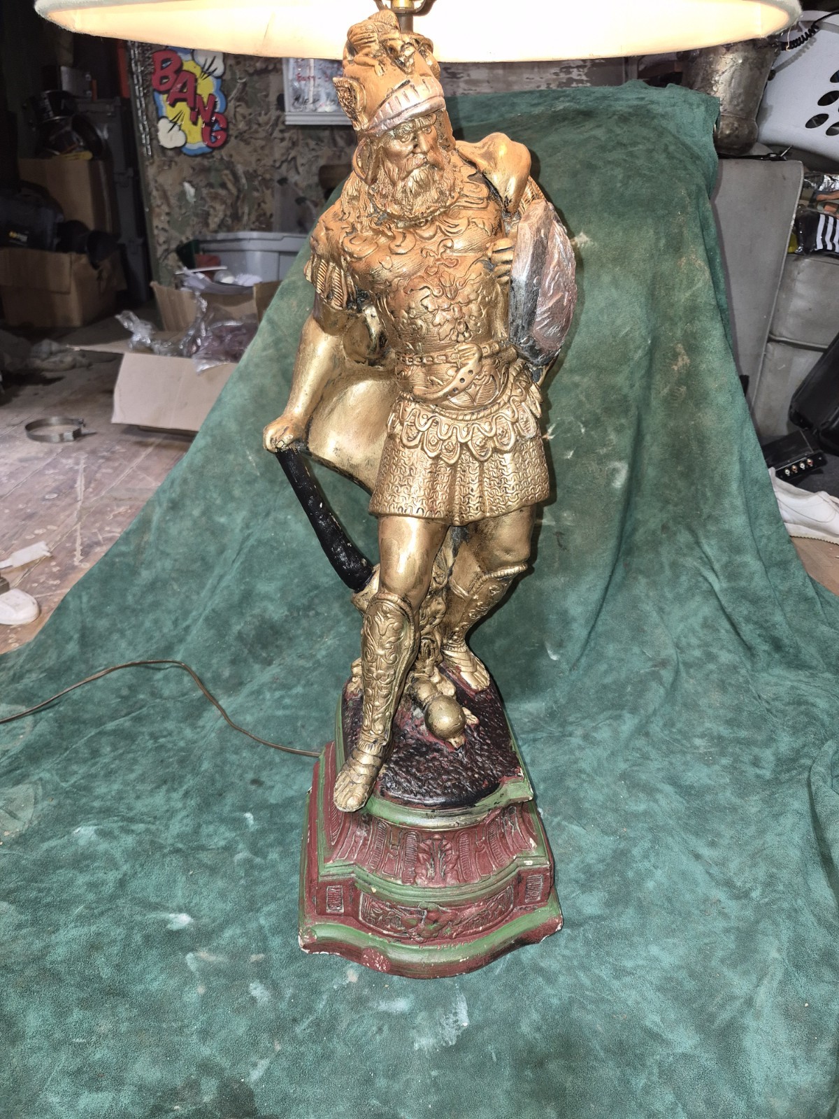 Vintage Gold Roman Gladiator Warrior Table Lamp 30
