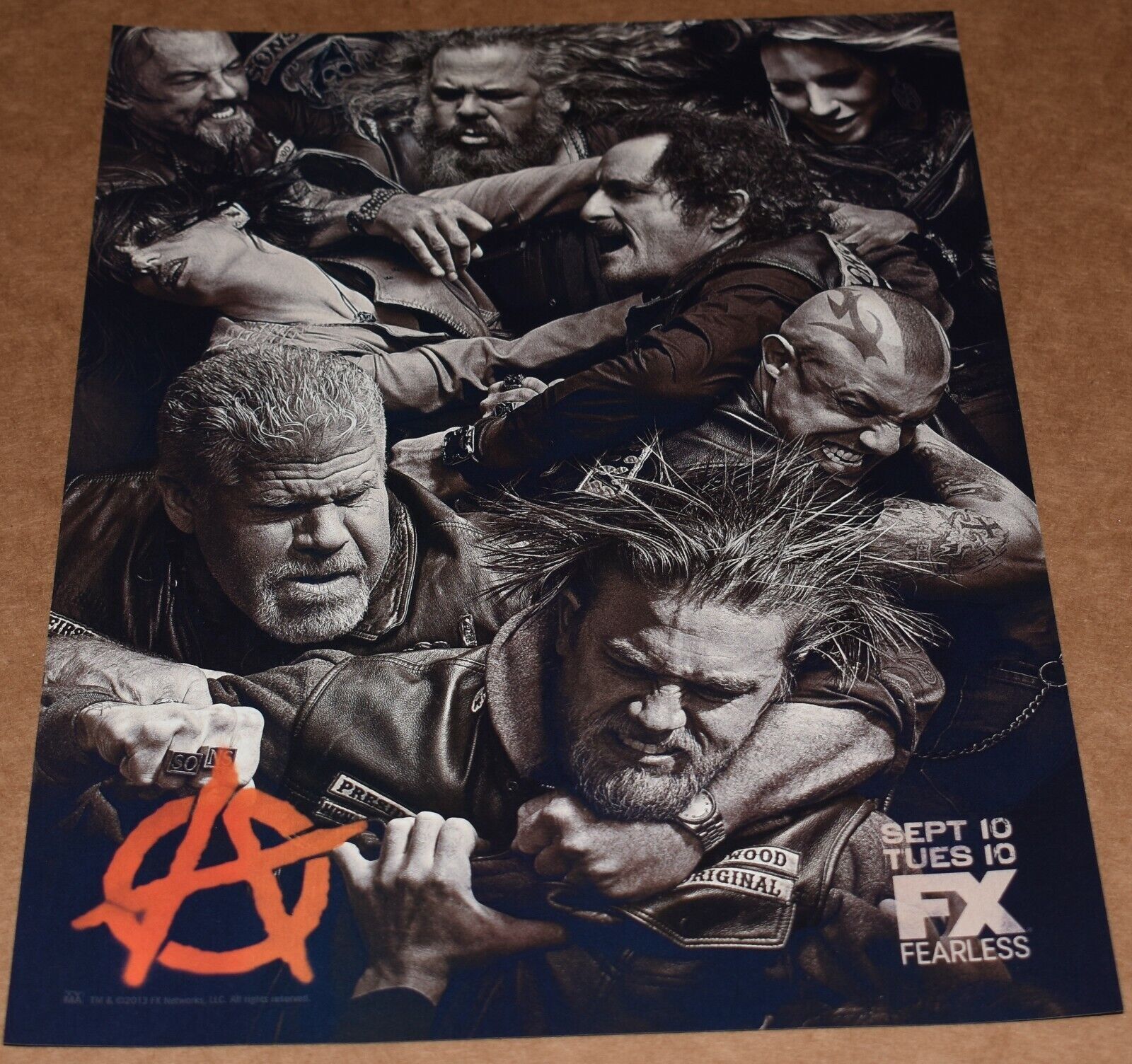 2013 Print Ad Sons of Anarchy FX Fearless Television men lady Fight brawl 