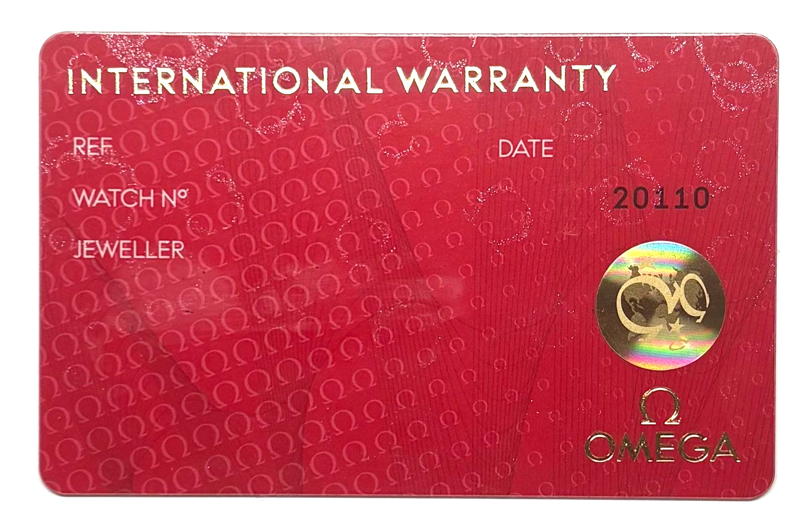 Blank OMEGA International Warranty Certificate Guarantee For OMEGA Watches OEM