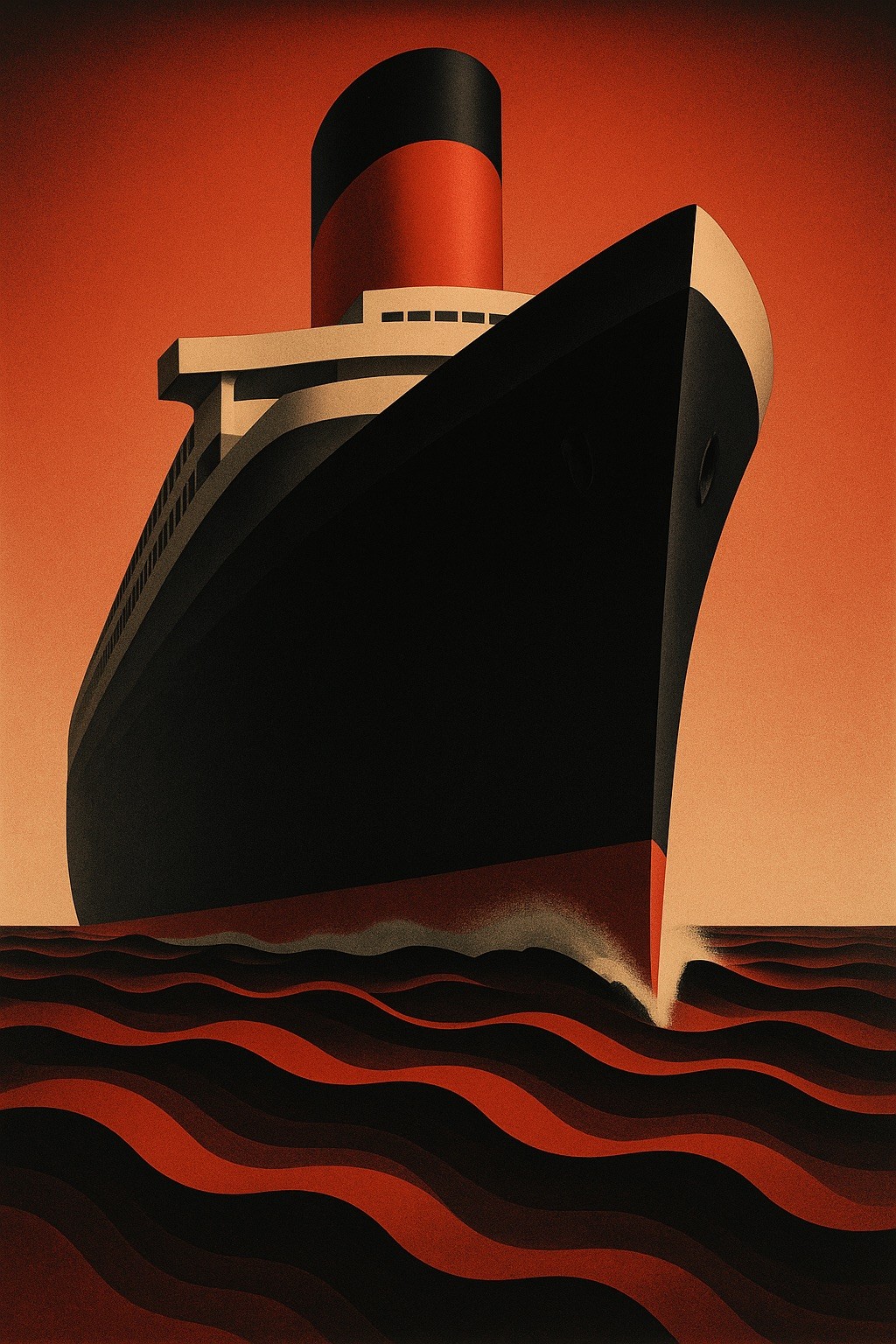 Luxury Ocean Liner Art Deco Poster c1930s - Bold Ship Design 24x36” RARE Luxury Ocean Liner Art Deco Poster c1930s - Bold Ship Design 24x36” RARE