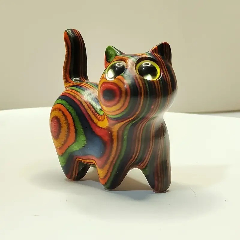 Hand-Painted Wooden Cat Figurine – Cute Kitten Sculpture Home Decor Gift Hand-Painted Wooden Cat Figurine – Cute Kitten Sculpture Home Decor Gift