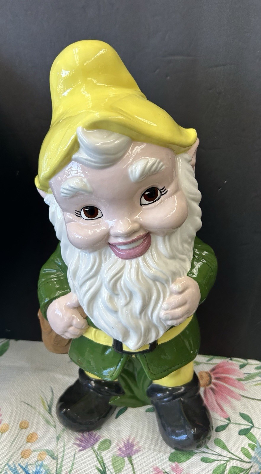 Vintage Hand Painted Boy Porcelain Figurine 17” Tall Garden Statue 