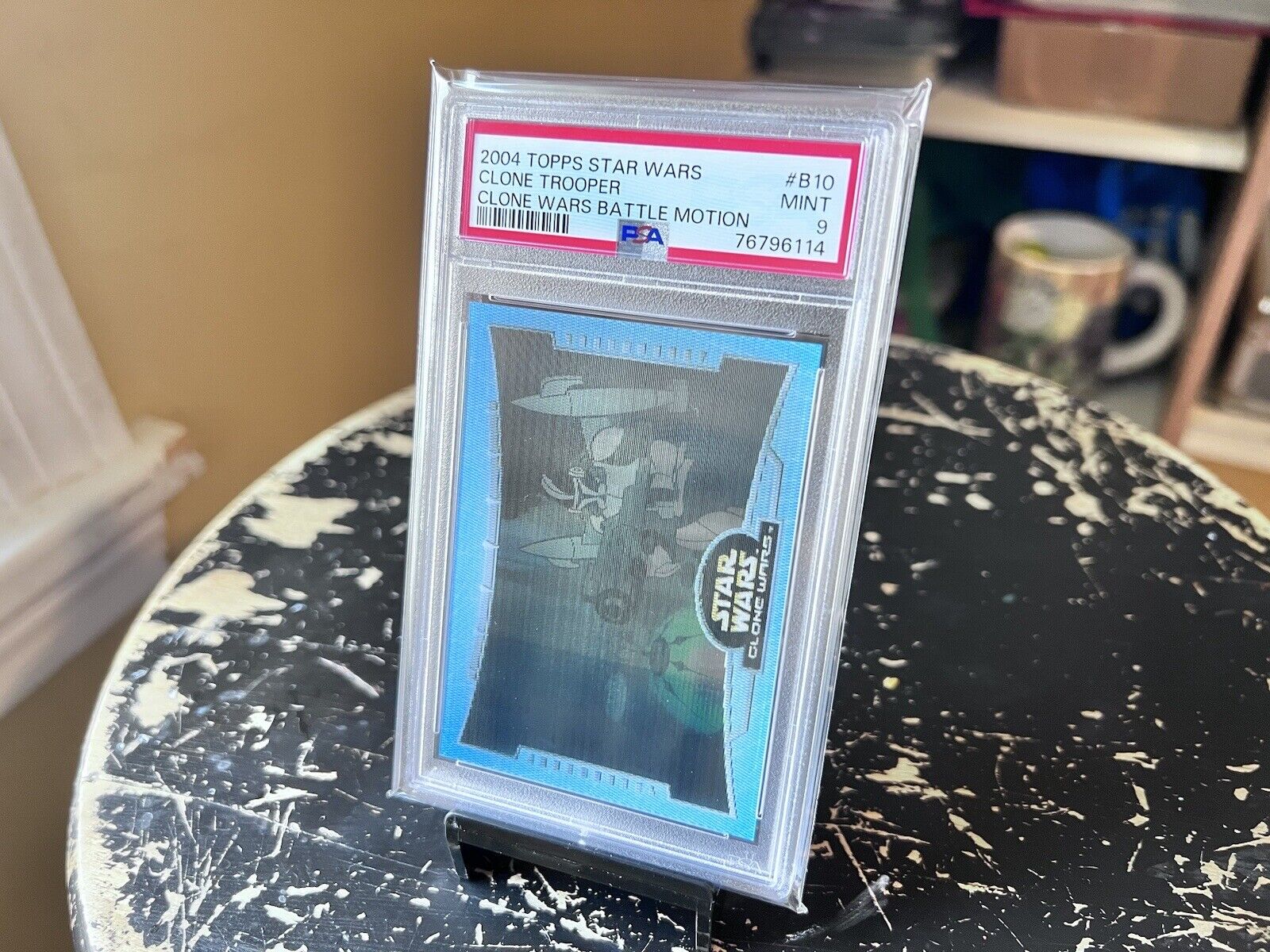 2004 Topps PSA 9 MINT Star Wars Clone Trooper Battle Motion Rare B10 Insert Card