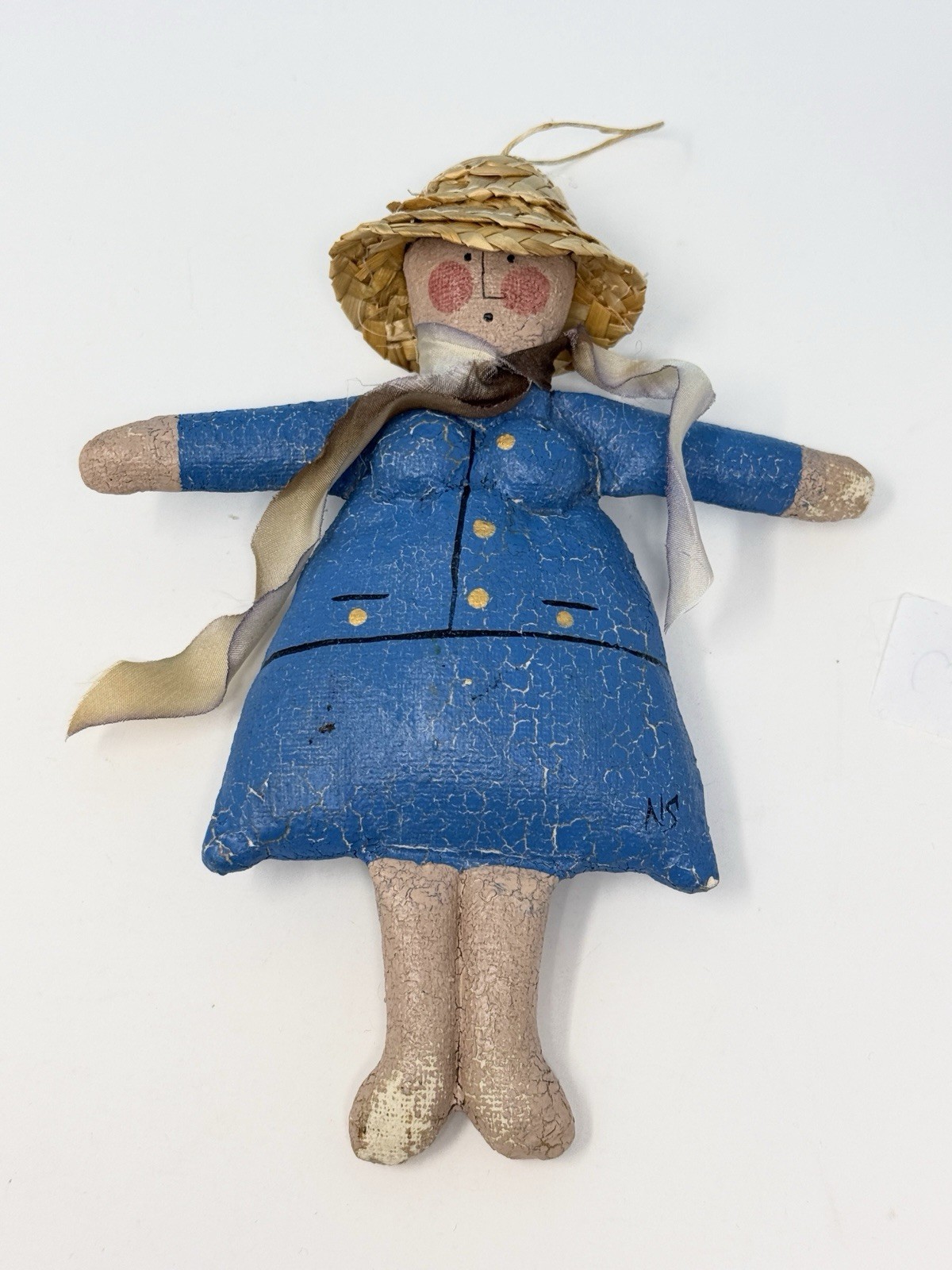 Natalie Silitch Painted Crackle Canvas Ornament- Gardener Scarecrow w/ Straw Hat Natalie Silitch Painted Crackle Canvas Ornament- Gardener Scarecrow w/ Straw Hat