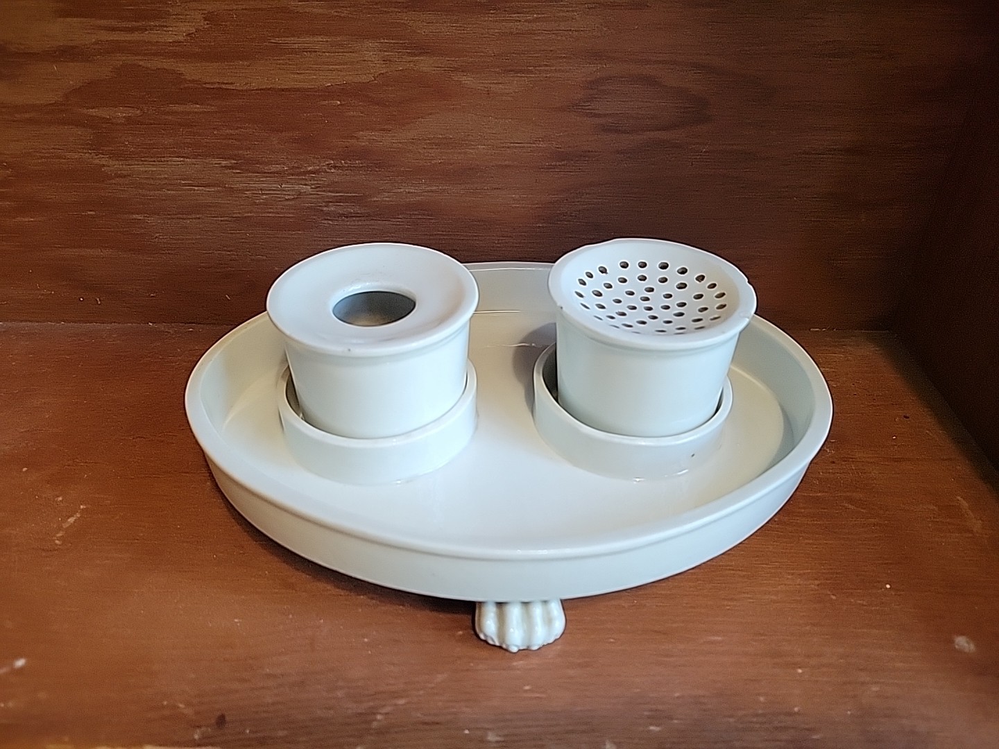 Antique 19th century Porcelain Writing Stand Inkwell Fuerstenberg Germany READ 