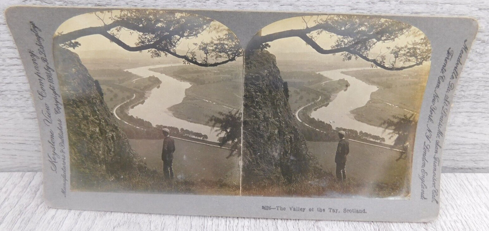 VTG Stereoview Photo Card Keystone View Co 1898 The Valley of The Tay Scotland