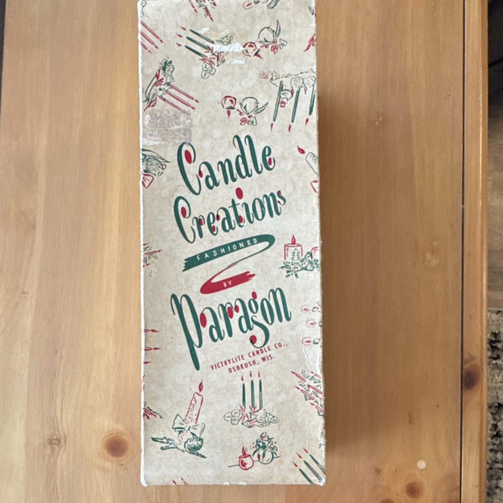 Paragon Vintage Green Pillar Candle Boxed 1950s Wax Cylinder Abstract Pattern Paragon Vintage Green Pillar Candle Boxed 1950s Wax Cylinder Abstract Pattern