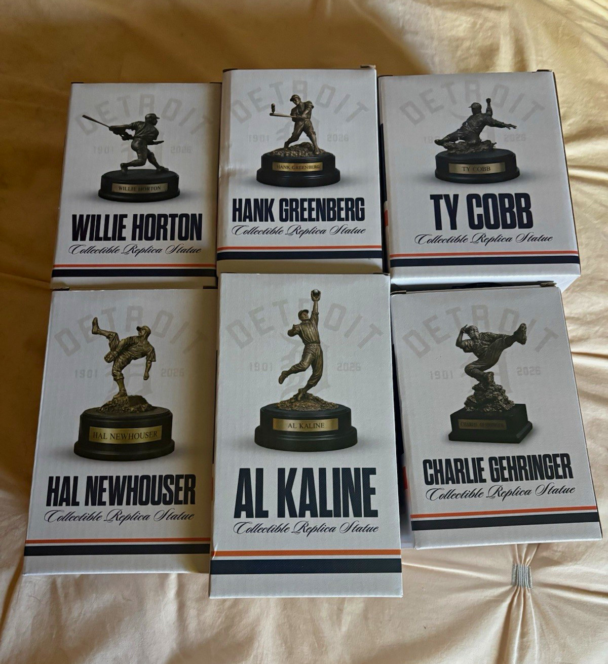 Detroit Tigers Collectible Replica Baseball Statue Set of 6