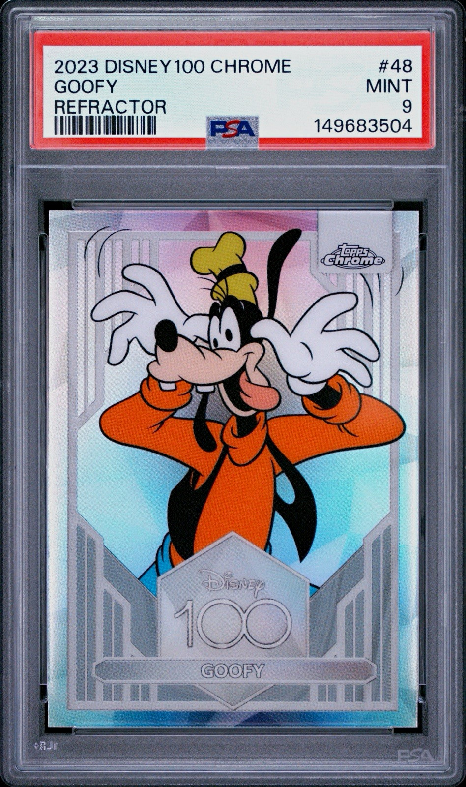 2023 Topps Disney 100 Chrome Goofy #48 Refractor PSA 9 2023 Topps Disney 100 Chrome Goofy #48 Refractor PSA 9