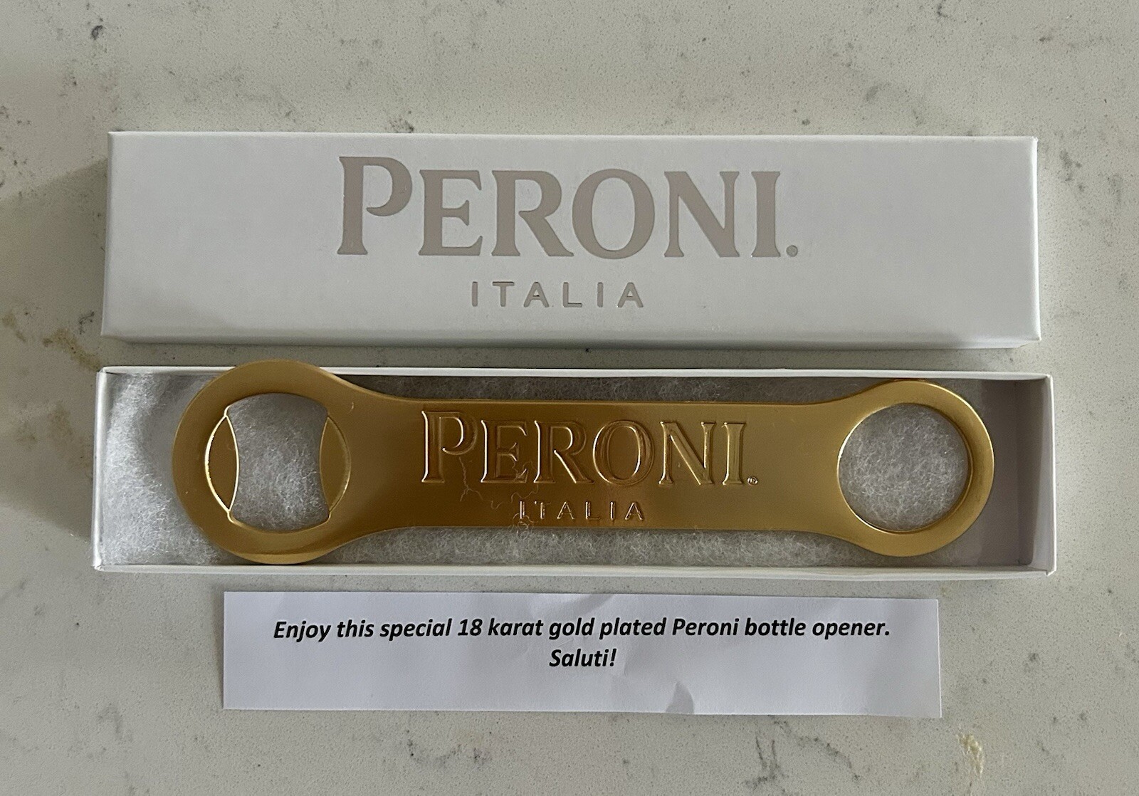 Gold Peroni Bottle Opener