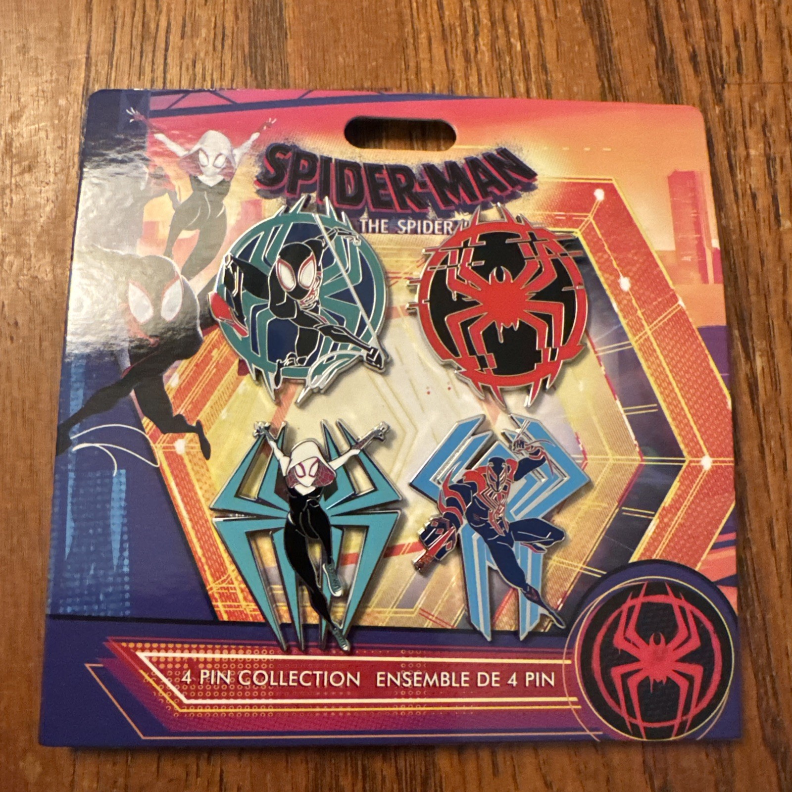 Disney Spider-Man Across The Spider-Verse Booster Pin Set of 4 Brand New On Card Disney Spider-Man Across The Spider-Verse Booster Pin Set of 4 Brand New On Card