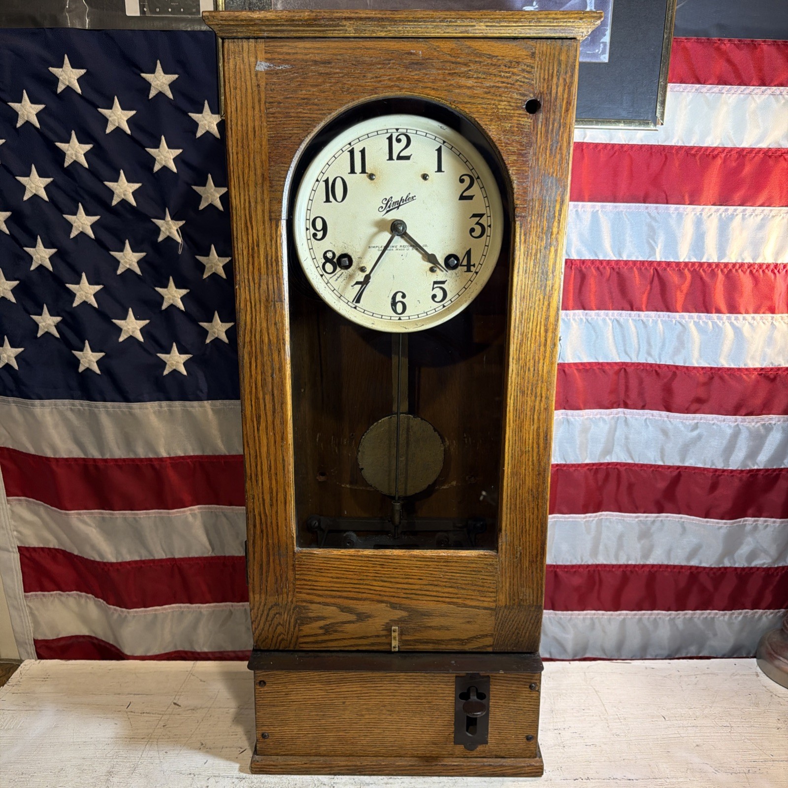 Antique Simplex Time Recorder Clock - ORIGINAL - RARE *NEEDS SERVICE*