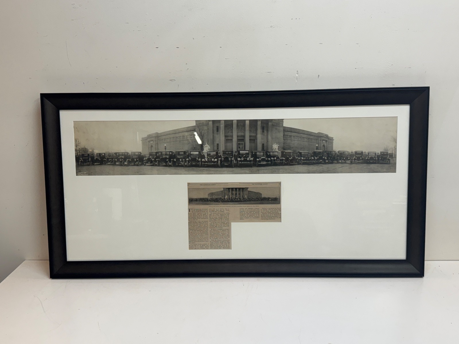 Antique Photograph of 22 Cars from 1914 Insurance Agency with Newsletter Framed Antique Photograph of 22 Cars from 1914 Insurance Agency with Newsletter Framed