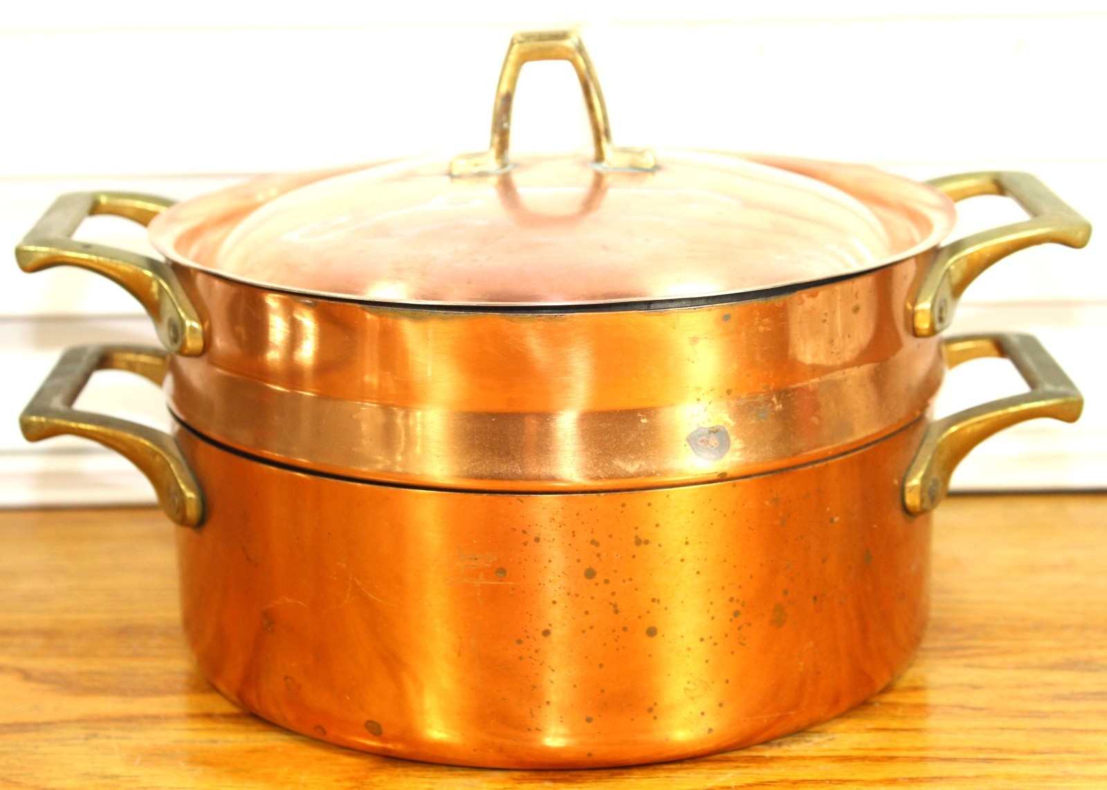 Paul Revere Ware Double Boiler USA Solid Copper Pot Signature Ed 2 Qt Pan Buffet