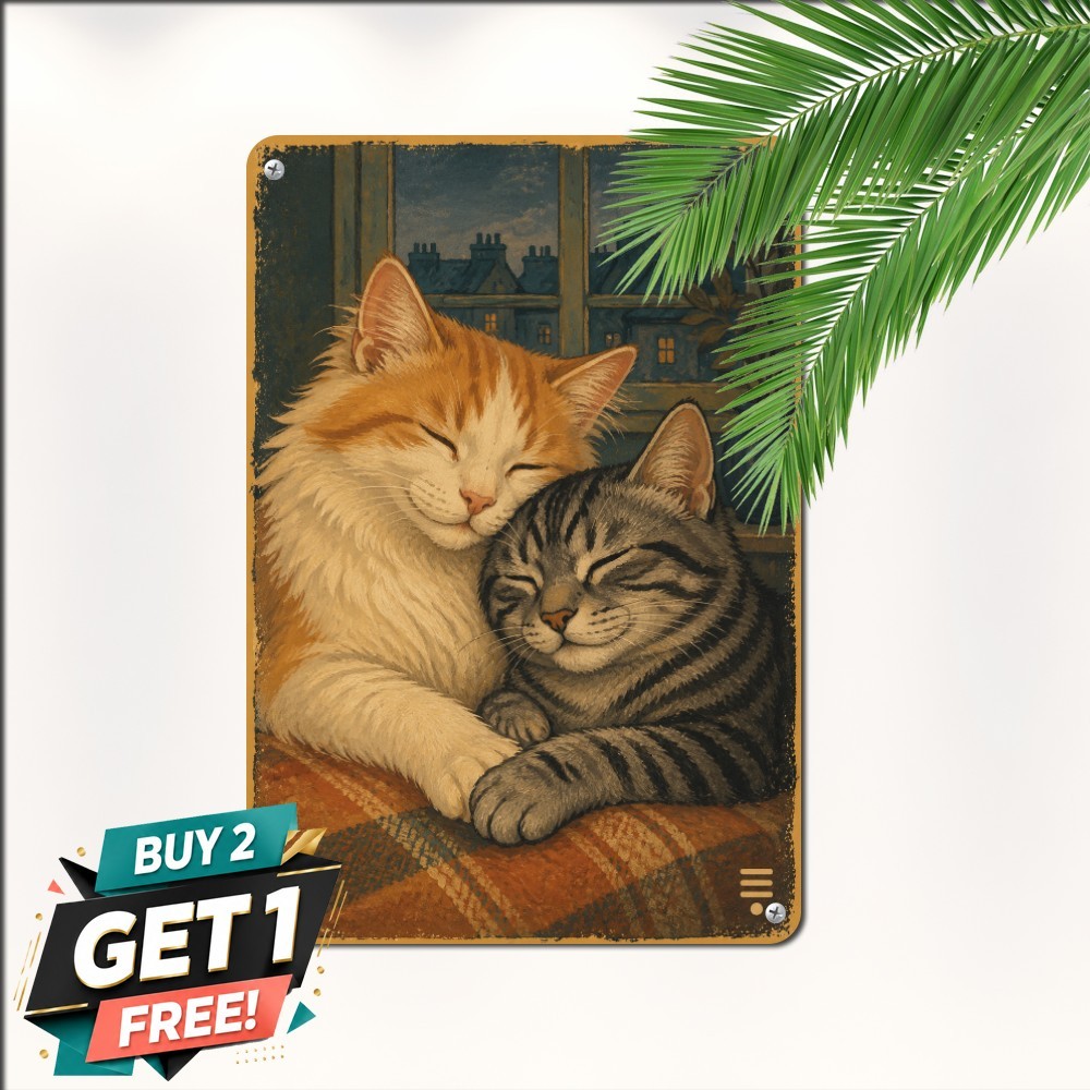 vintage cat piece durable indoor tin metal signs
