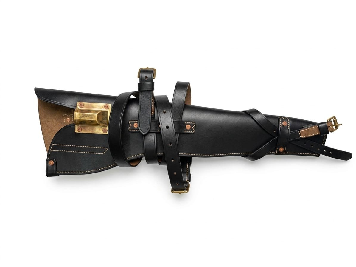 US WWII-WW2 M1 Carbine Rifle Leather Scabbard – Black Reproduction. US WWII-WW2 M1 Carbine Rifle Leather Scabbard – Black Reproduction.