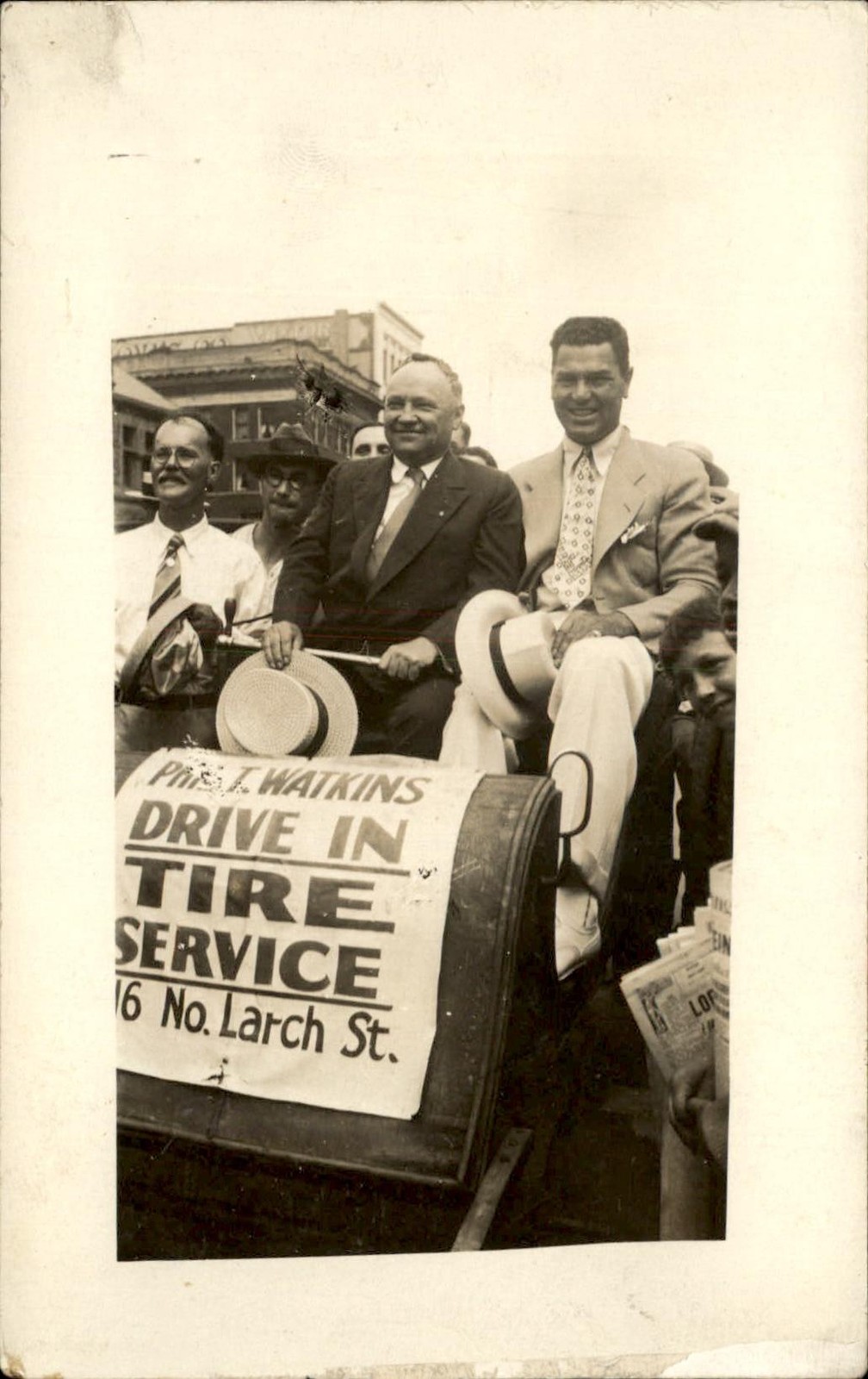 Lansing MI Jack Dempsey T. Watkins Drive In Tire Service Adv c1920s RPPC bhn Lansing MI Jack Dempsey T. Watkins Drive In Tire Service Adv c1920s RPPC bhn