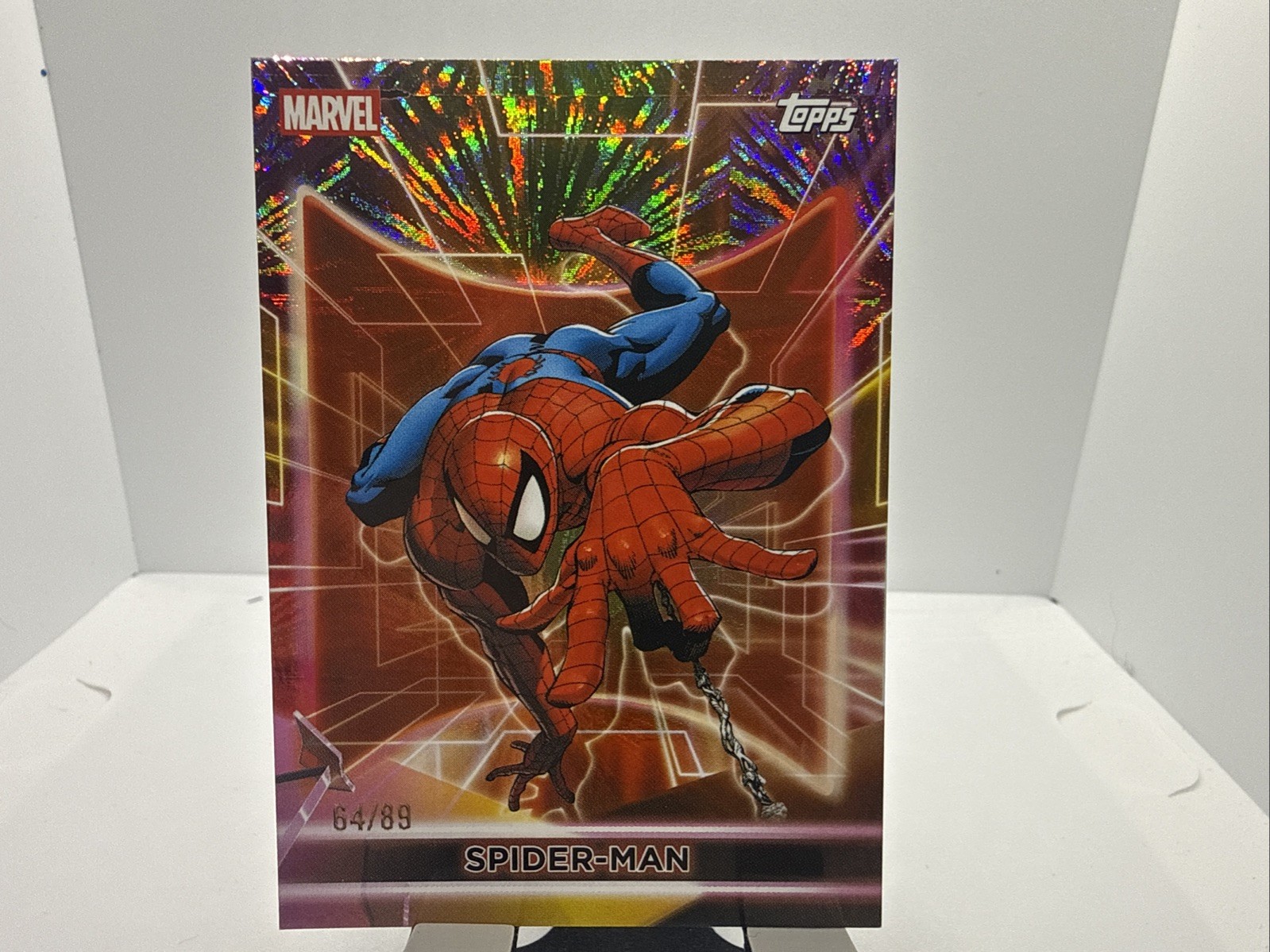 2026 Topps Marvel Neon Spider-Man  Jubilee's Yellow & Pink Fireworks Foil  /89