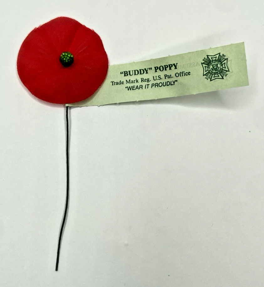 Vintage Buddy Poppy “Wear it Proudly” U.S. Veterans of Foreign Wars Green Tag Vintage Buddy Poppy “Wear it Proudly” U.S. Veterans of Foreign Wars Green Tag
