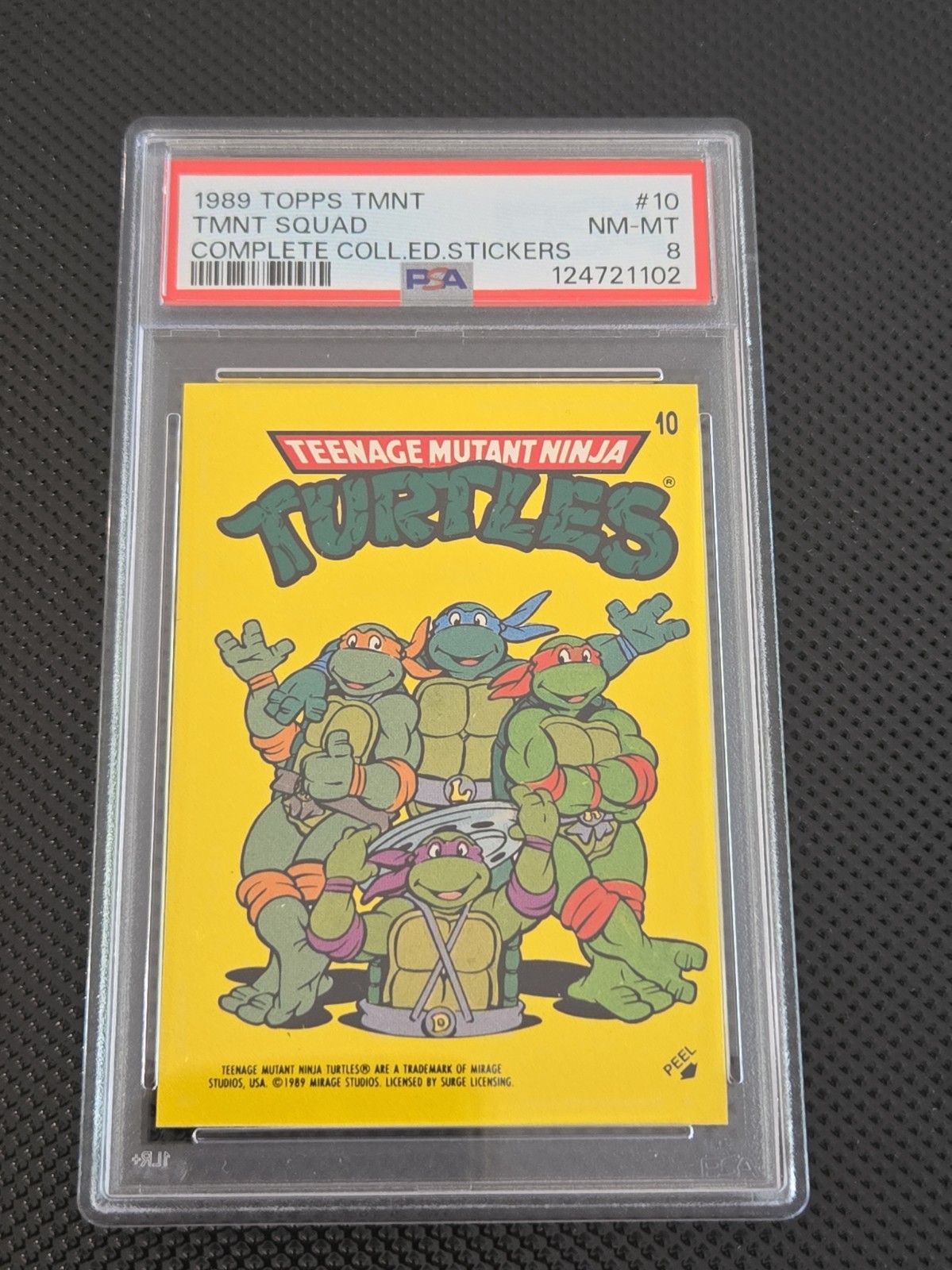 1989 Topps #10 Teenage Mutant Ninja Turtles Stickers : PSA 8 1989 Topps #10 Teenage Mutant Ninja Turtles Stickers : PSA 8