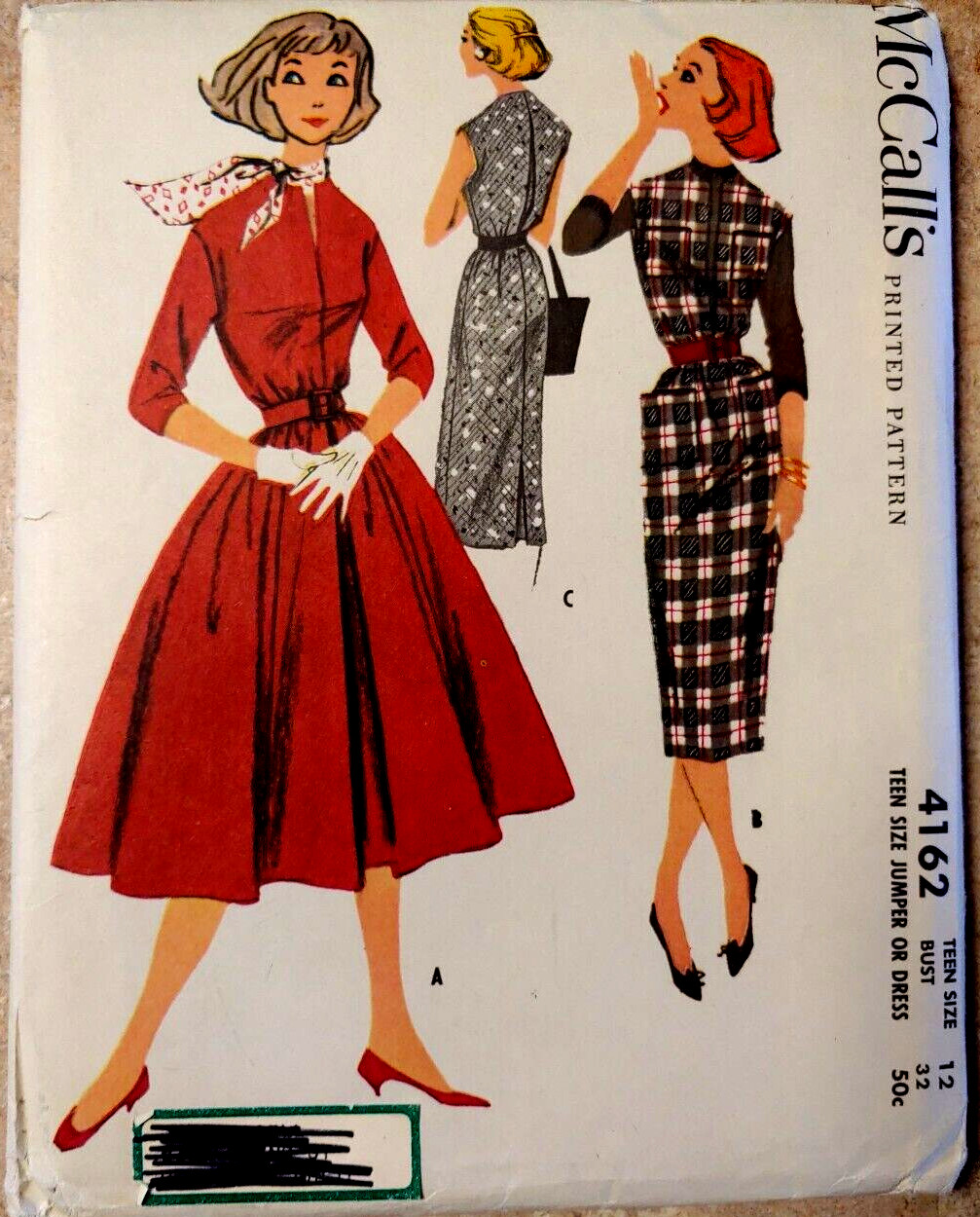 NEW Vtg. 1957 McCalls #4162 Teen Size Jumper or Dress Size 12 Bust 32 NEW Vtg. 1957 McCalls #4162 Teen Size Jumper or Dress Size 12 Bust 32