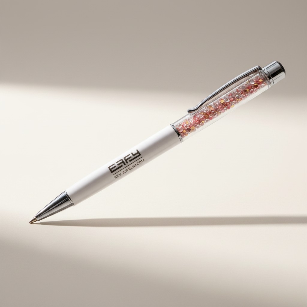 Effy Jewelry Rare Crystal Ballpoint Pen White Acrylic Metal Luxury Gift Desk Pen
