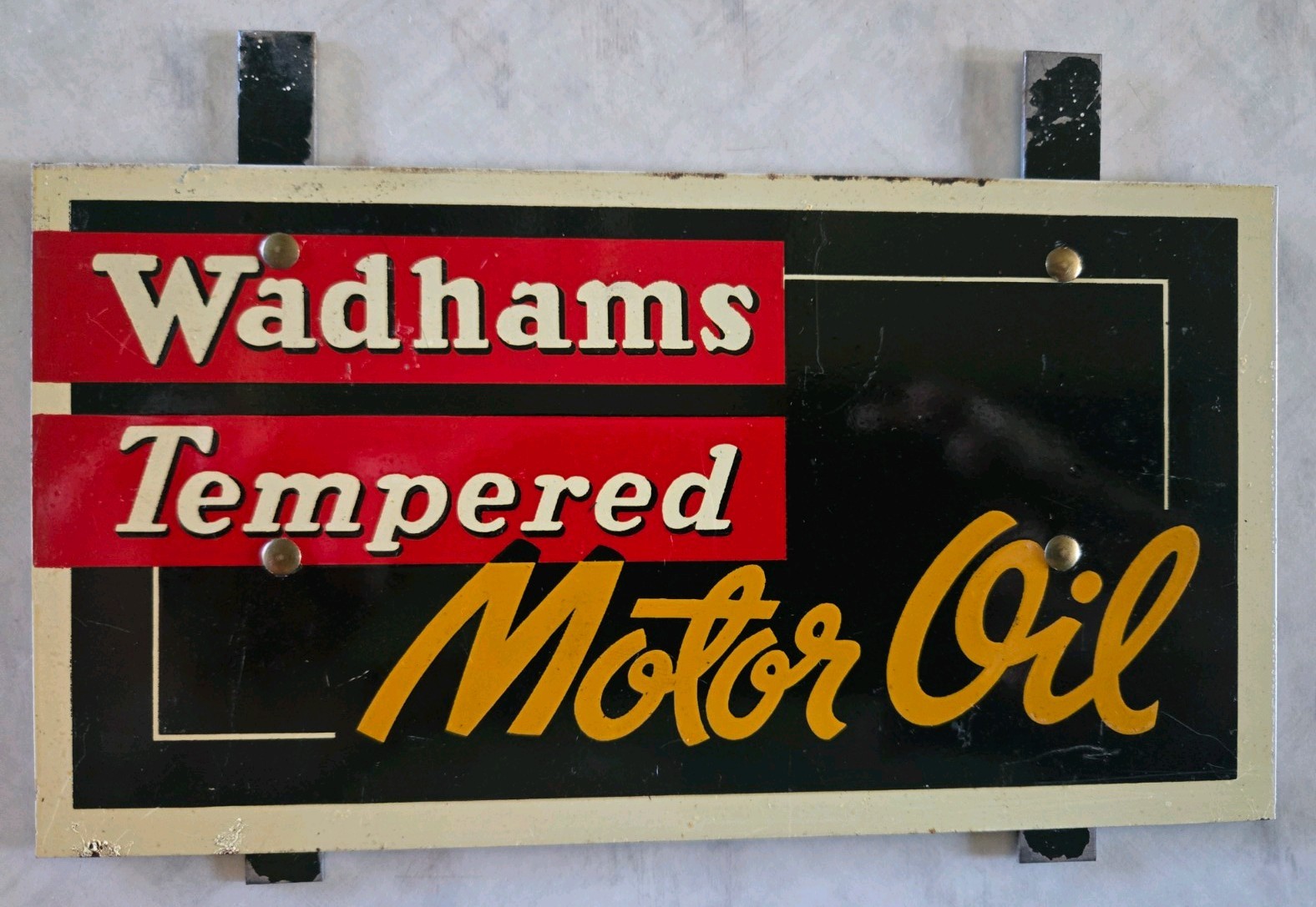 Vintage Milwaukee Wadhams Motor Oil & Lubricant 1930's Metal Advertising Sign Vintage Milwaukee Wadhams Motor Oil & Lubricant 1930's Metal Advertising Sign
