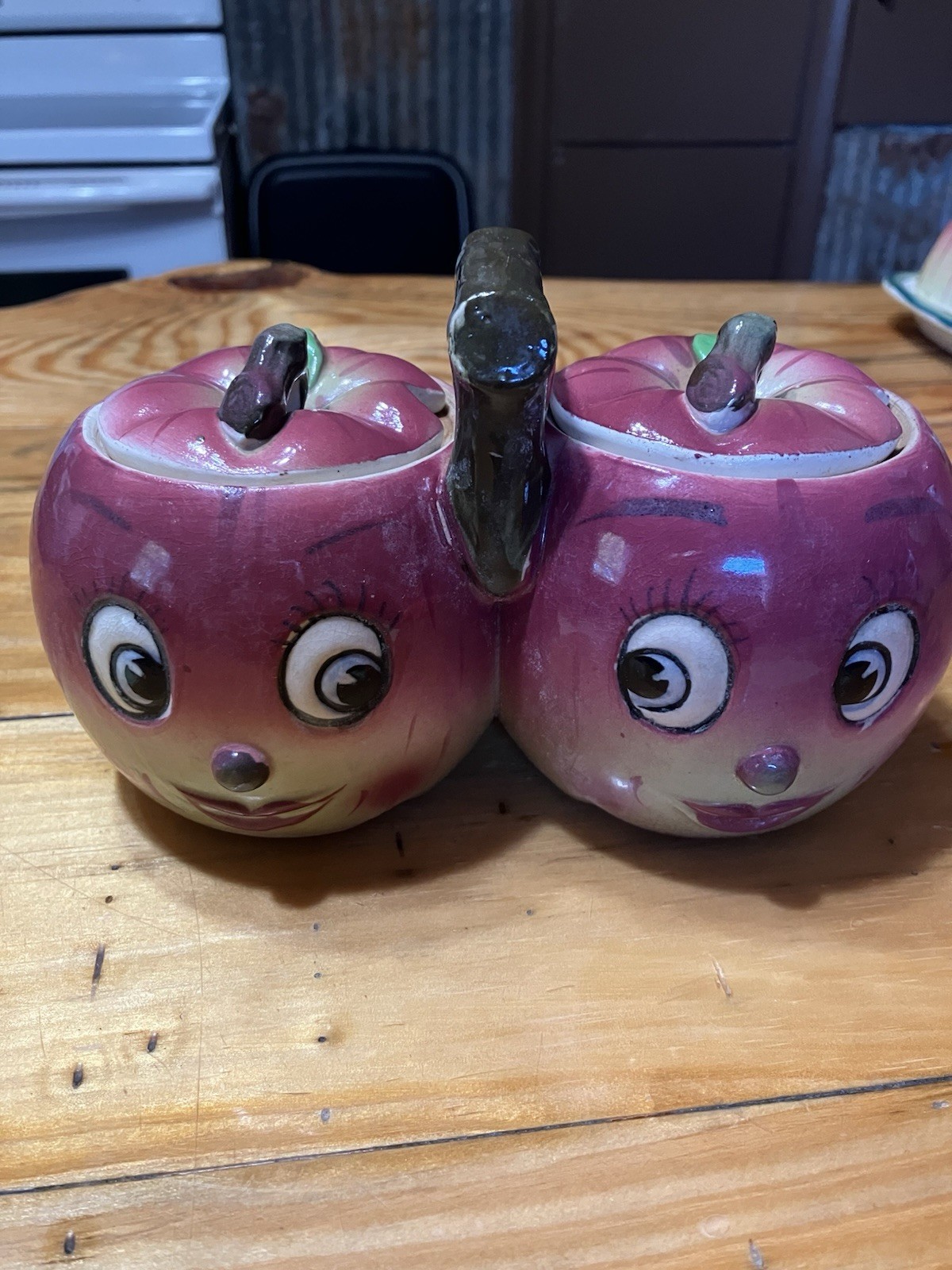 Vintage 1950’s Japan Apple Face Anthropomorphic Condiment/ Jam Jar Vintage 1950’s Japan Apple Face Anthropomorphic Condiment/ Jam Jar