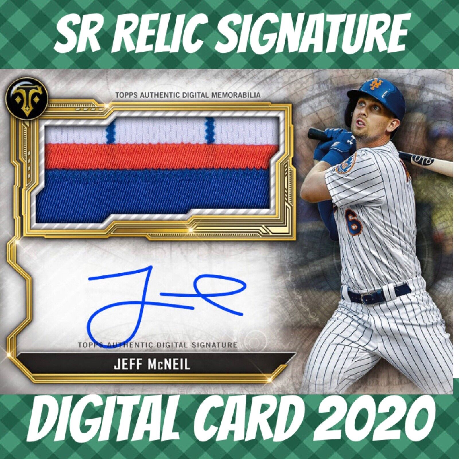 2020 Topps Colorful Digital Jeff Mcneil Triple Threads Relic Signature Digital