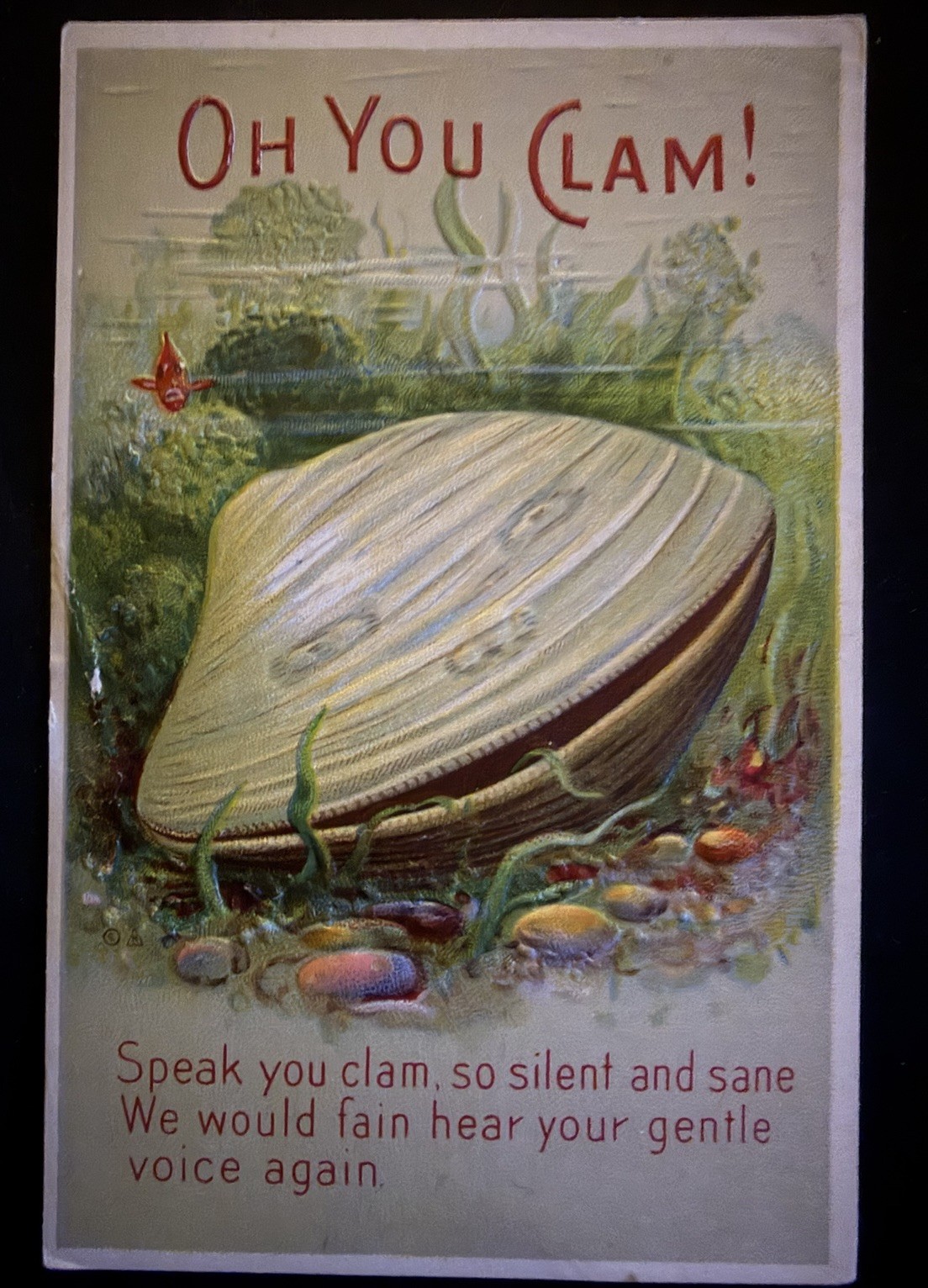 Oh You Clam ~ Antique~1910~Anthropomorphic Ocean Fantasy Seafood Postcard ~s709 Oh You Clam ~ Antique~1910~Anthropomorphic Ocean Fantasy Seafood Postcard ~s709