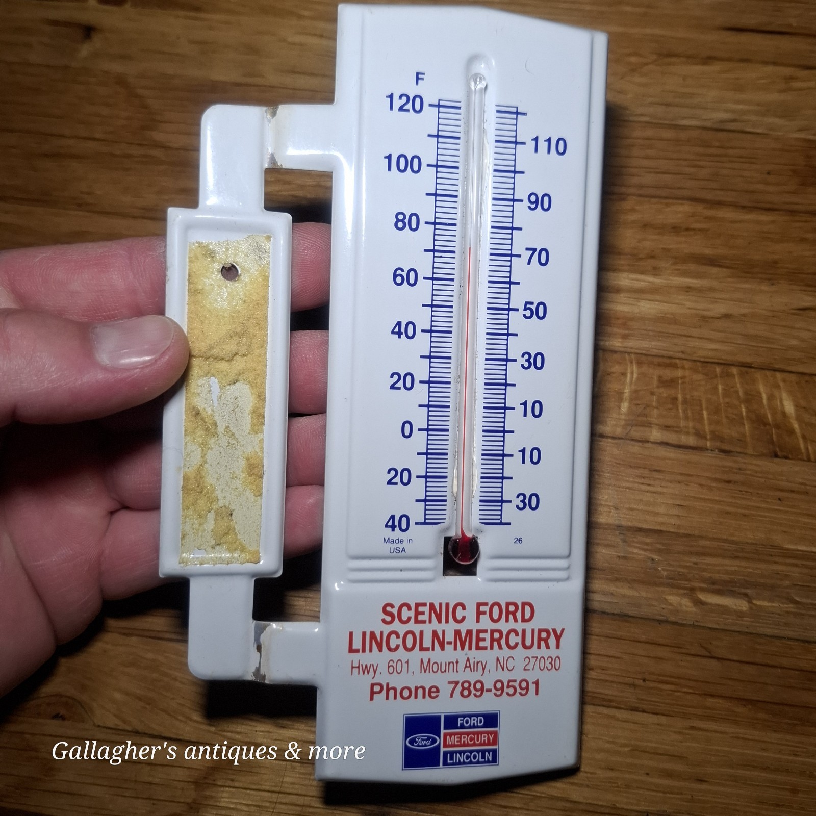 Vintage SCENIC FORD LINCOLN MERCURY Mount Airy NC Therm sign 