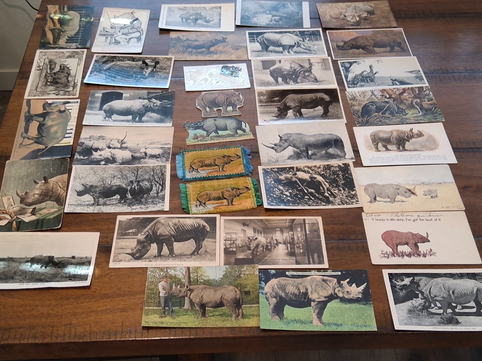 35 PC VTG ANTIQUE RHINOCEROS POST CARDS DIE CUT TAPESTRIES NEAT LOT 35 PC VTG ANTIQUE RHINOCEROS POST CARDS DIE CUT TAPESTRIES NEAT LOT