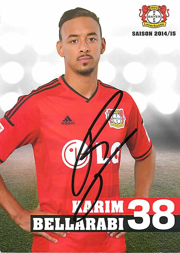 Karim Bellarabi Original Autograph Card Bayer Leverkusen - Approx 11cm x 15cm