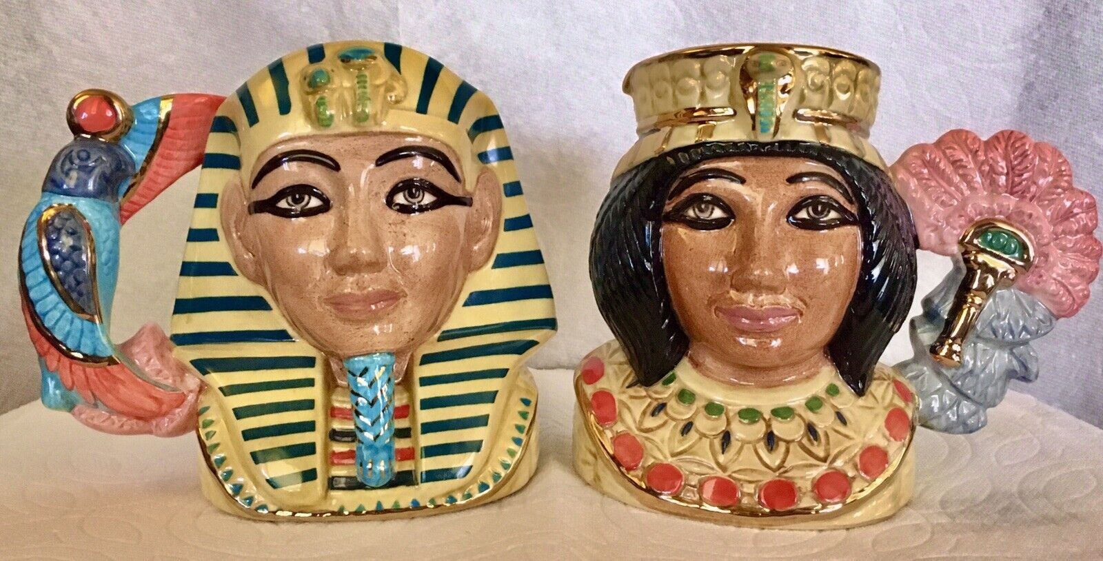 Royal Doulton Tutankhamun D7127 & Ankhesenamun D7128, 1998-99 LE1500 Each, ~4.5”