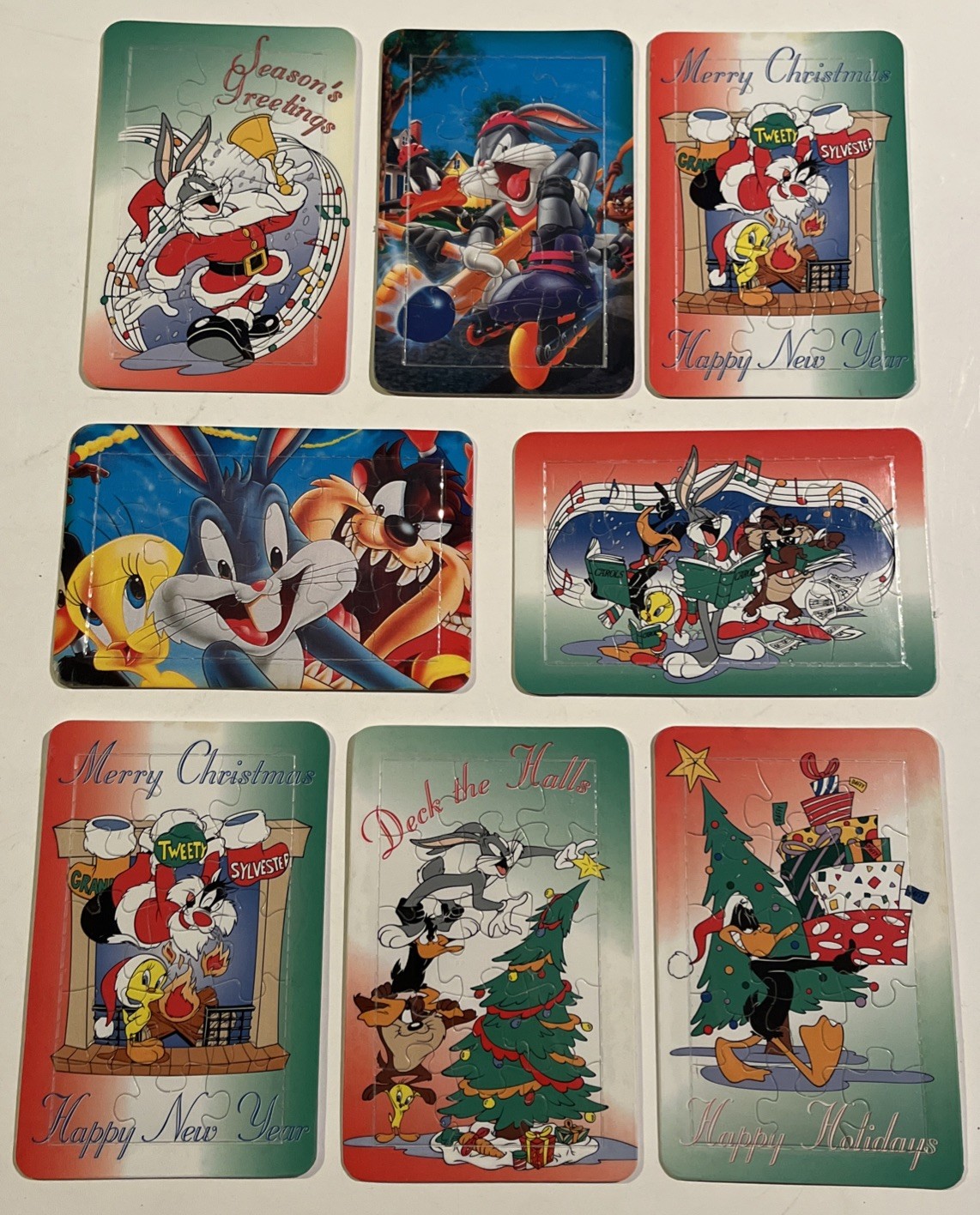 8 Vintage Loony Tunes Christmas Puzzle Post Cards - Bugs, Tweety, Taz & More π 8 Vintage Loony Tunes Christmas Puzzle Post Cards - Bugs, Tweety, Taz & More π