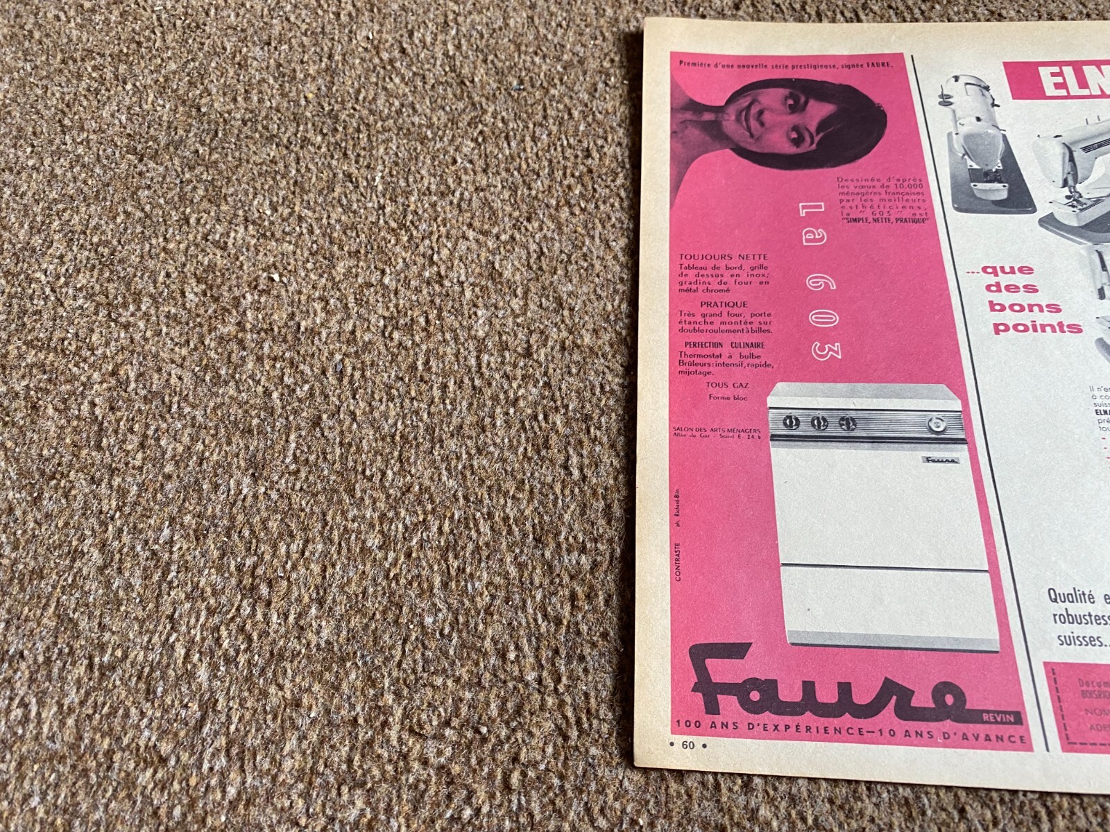 VBK37 1960'S FRENCH ADVERT 11X4 ELNA SEWING MACHINE
