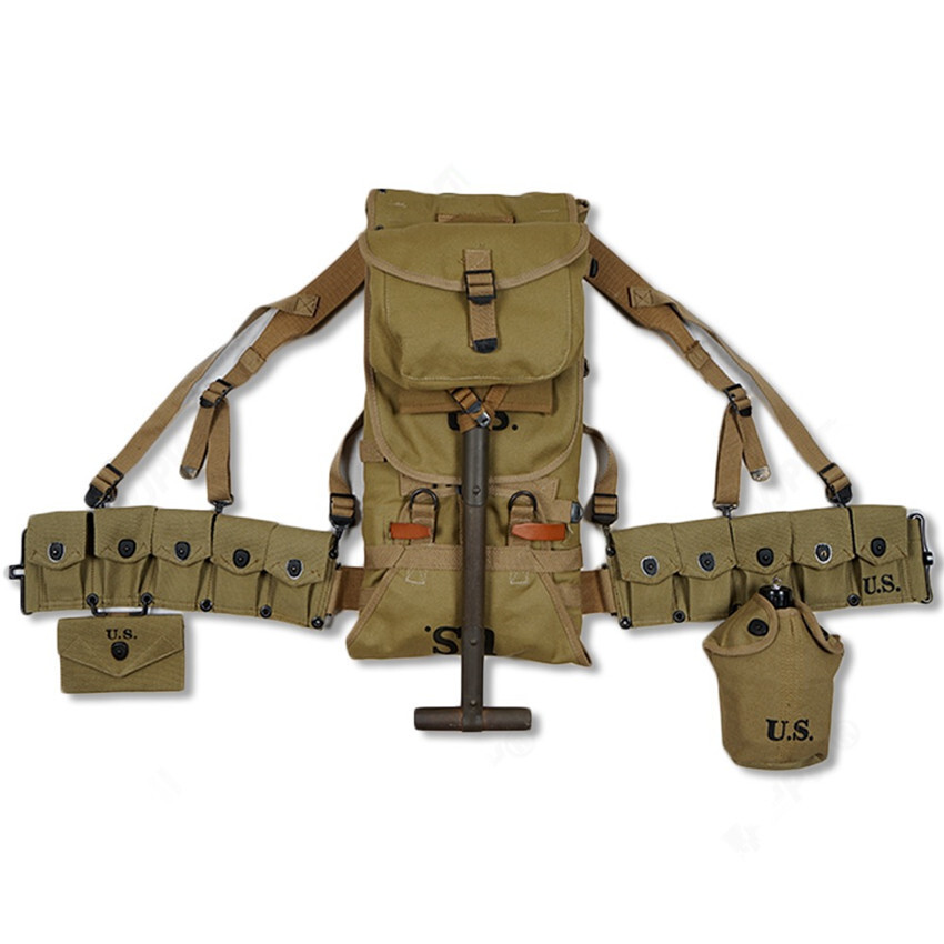 WW2 WWII US MUSETTE ARMY M1928 HAVERSACK KNAPSACK KHAKI EQUIPMENT CONBINATION