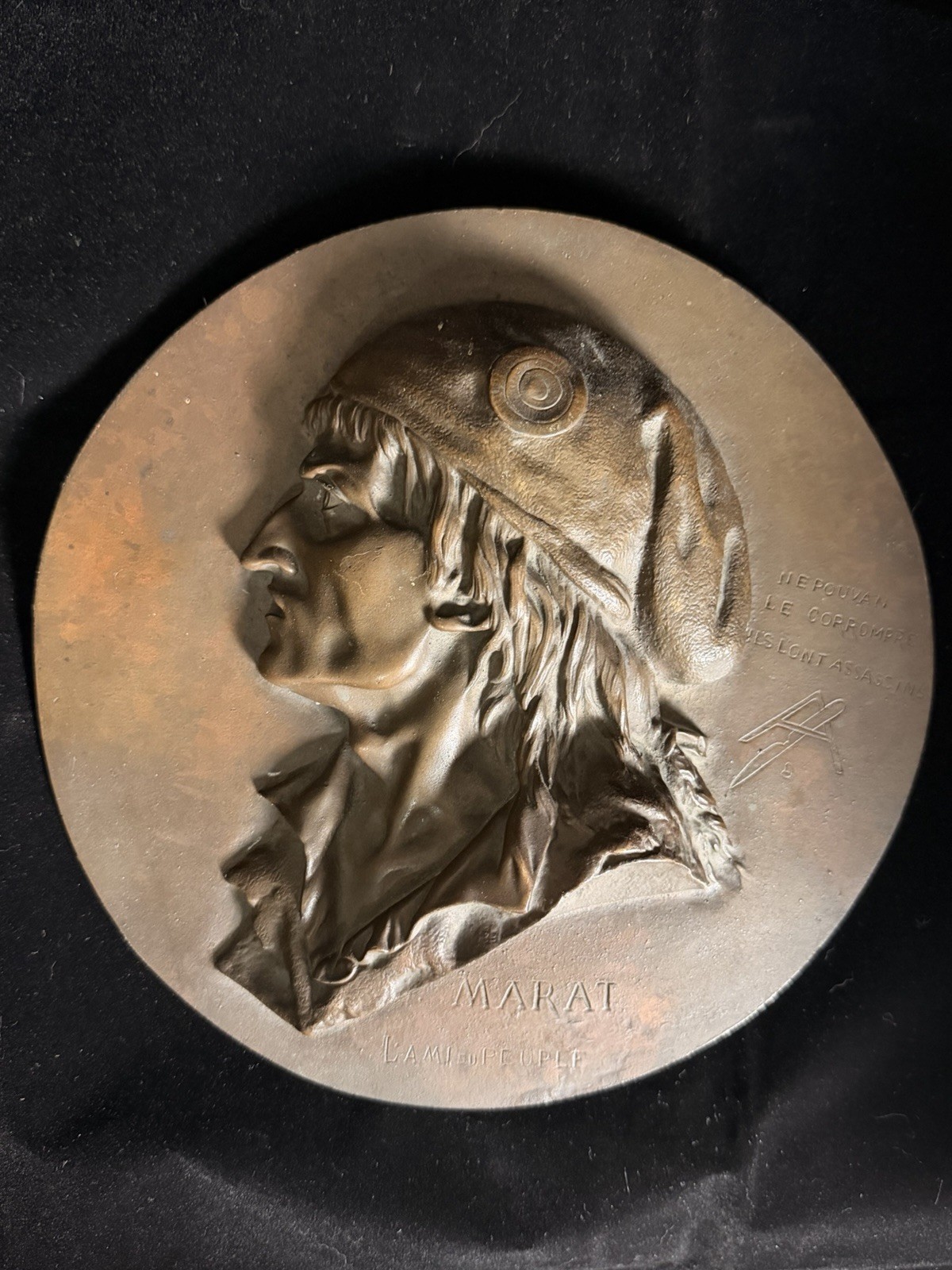 Antique Bronze Relief Portrait Plaque French Revolutionary Jean-Paul Marat 8.5\ Antique Bronze Relief Portrait Plaque French Revolutionary Jean-Paul Marat 8.5\