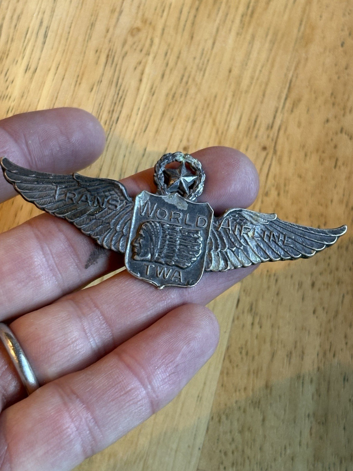 TWA Trans World Airline Early Wings Pin Chief Head TWA Trans World Airline Early Wings Pin Chief Head