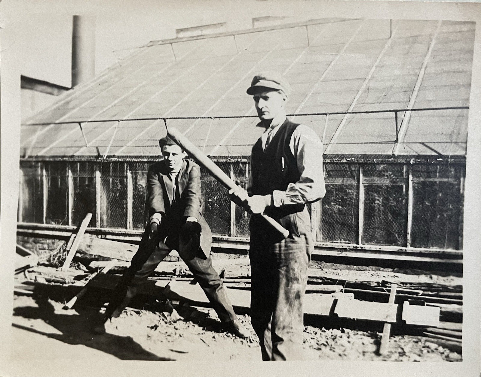 Antique Photo Flower Farm Workers Playing Baseball Greenhouse California 1925 Antique Photo Flower Farm Workers Playing Baseball Greenhouse California 1925